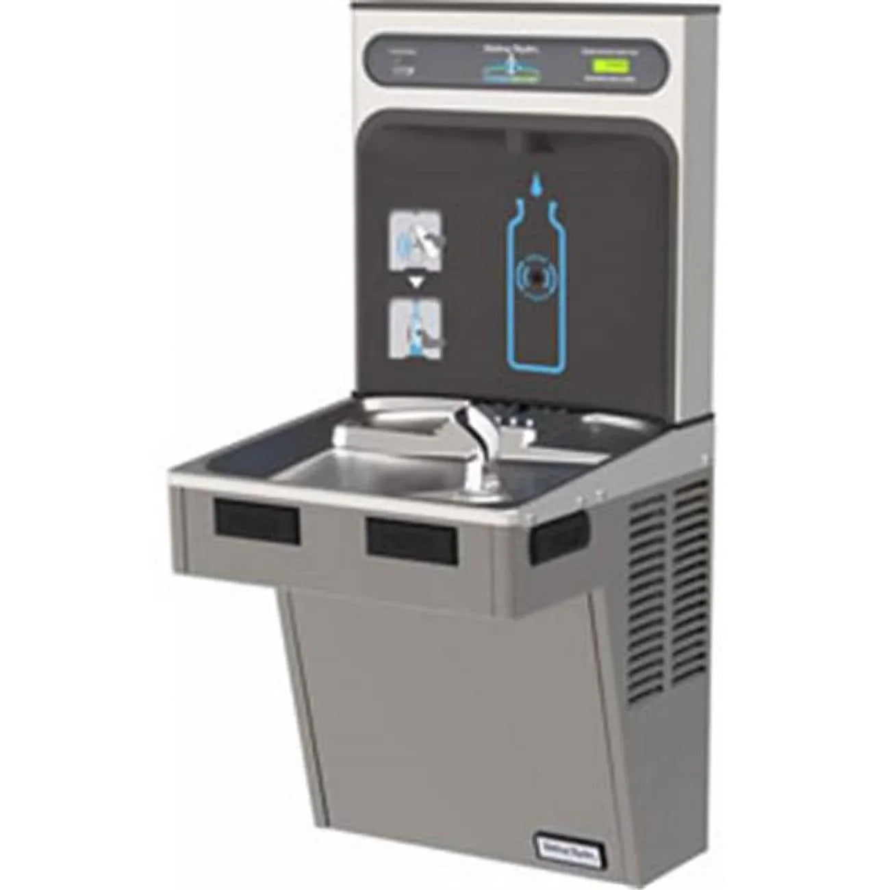 Elkay Manufacturing 761023 Halsey Taylor HydroBoost Refrigerated Bottle Filling Sizetation with Filter, Platinum Vinyl, Light Gray