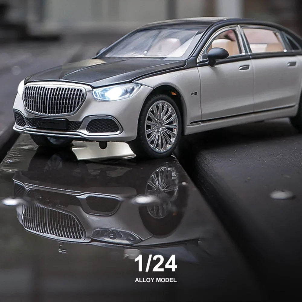 Sizeound & Light Alloy Metal 1/24 Car Model Gift Collection For Benz Maybach Size680
