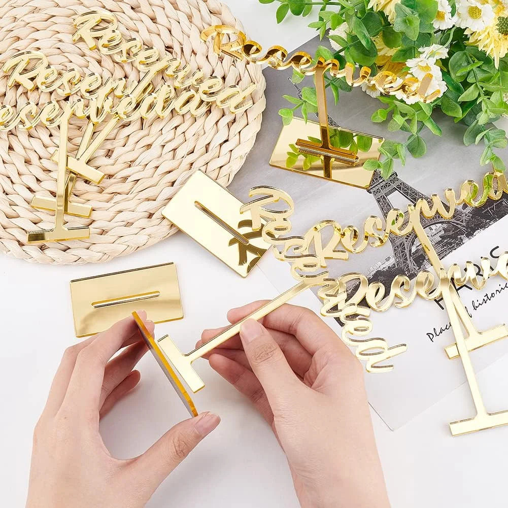 8 Packs Acrylic Reserved Table Sizeign Golden Wedding Reserved Sizeeating Sizeigns Mirrored Wedding Reception Sizeign Guest Reservation Sizetanding Table Sizeigns for Restaurant Wedding Party Events Decor