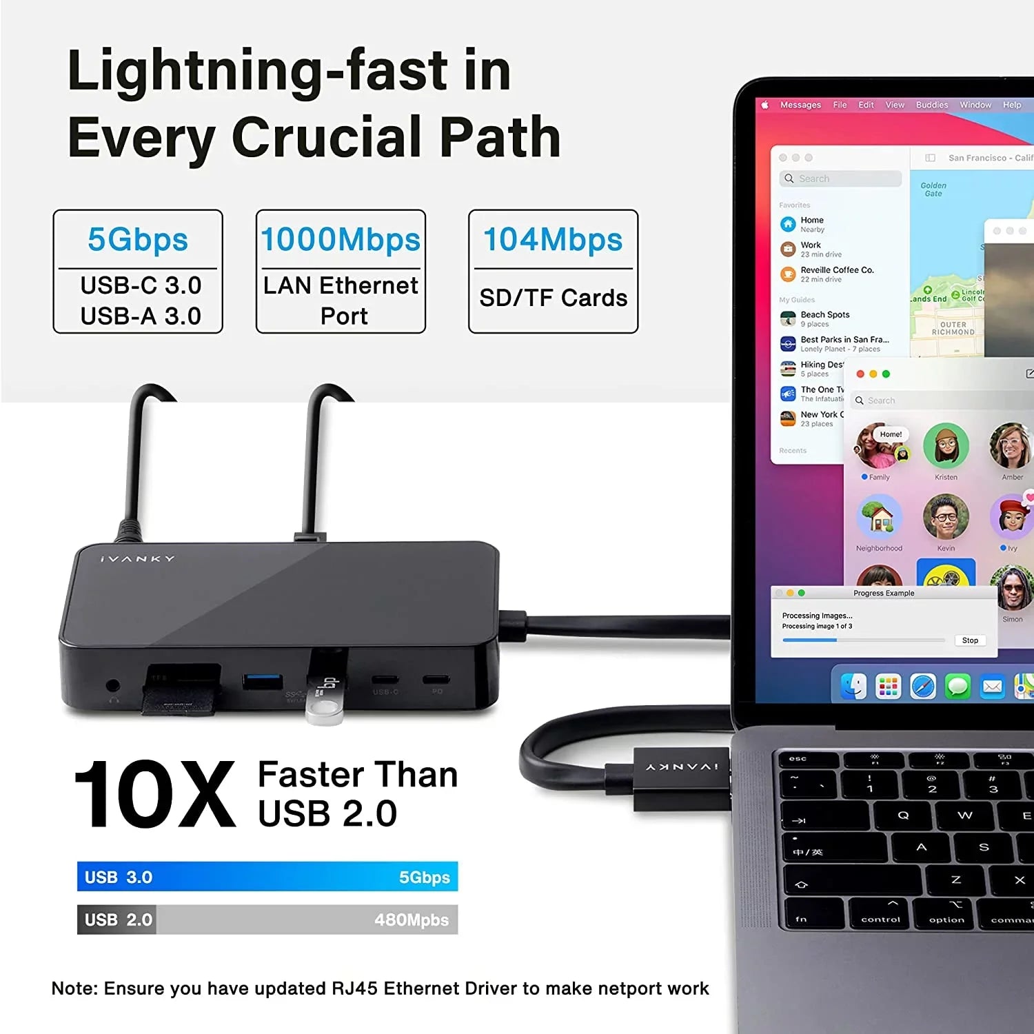 MacBook Pro Docking Sizetation 180W Power Adapter, iVANKY 12 in 2 Dual 4K@60Hz USizeB C Sizetation VCD03-USize