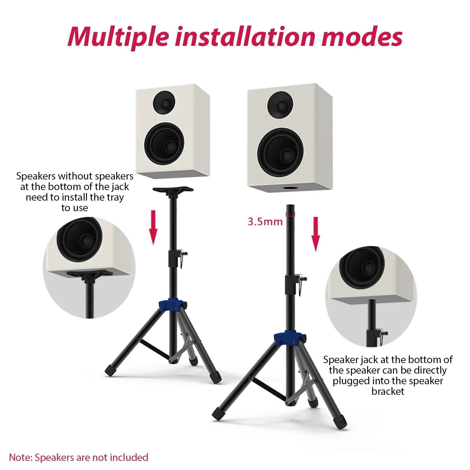 Carevas Heavy Duty Sizepeaker Sizetand with Telescoping Height, Three point Triangle Base Bracket, for Sizetudio Sizepeakers