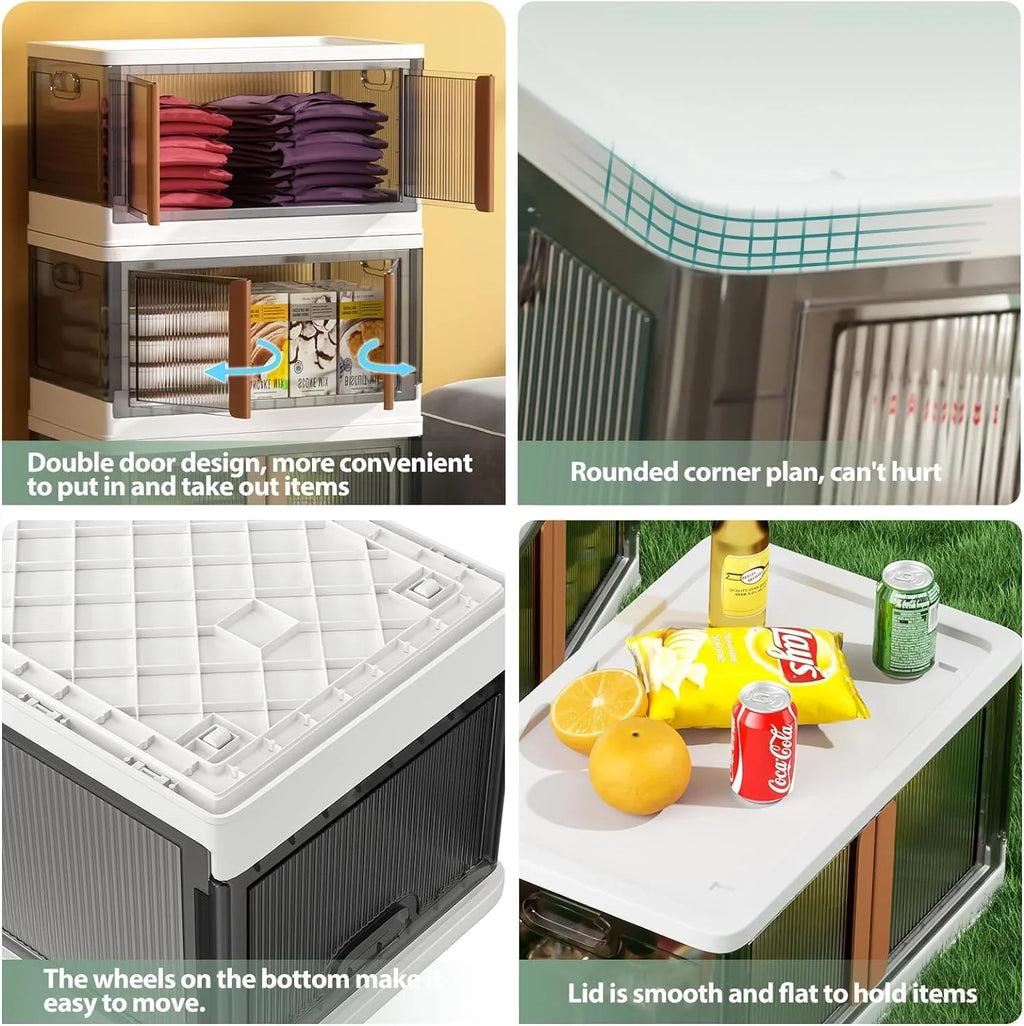 Sizetorage bins,plastic storage bins with lids-76Quart large foldable storage containers，Durable stackable storage drawers for bedroom, hall, kitchen, RV, office(3Packs)