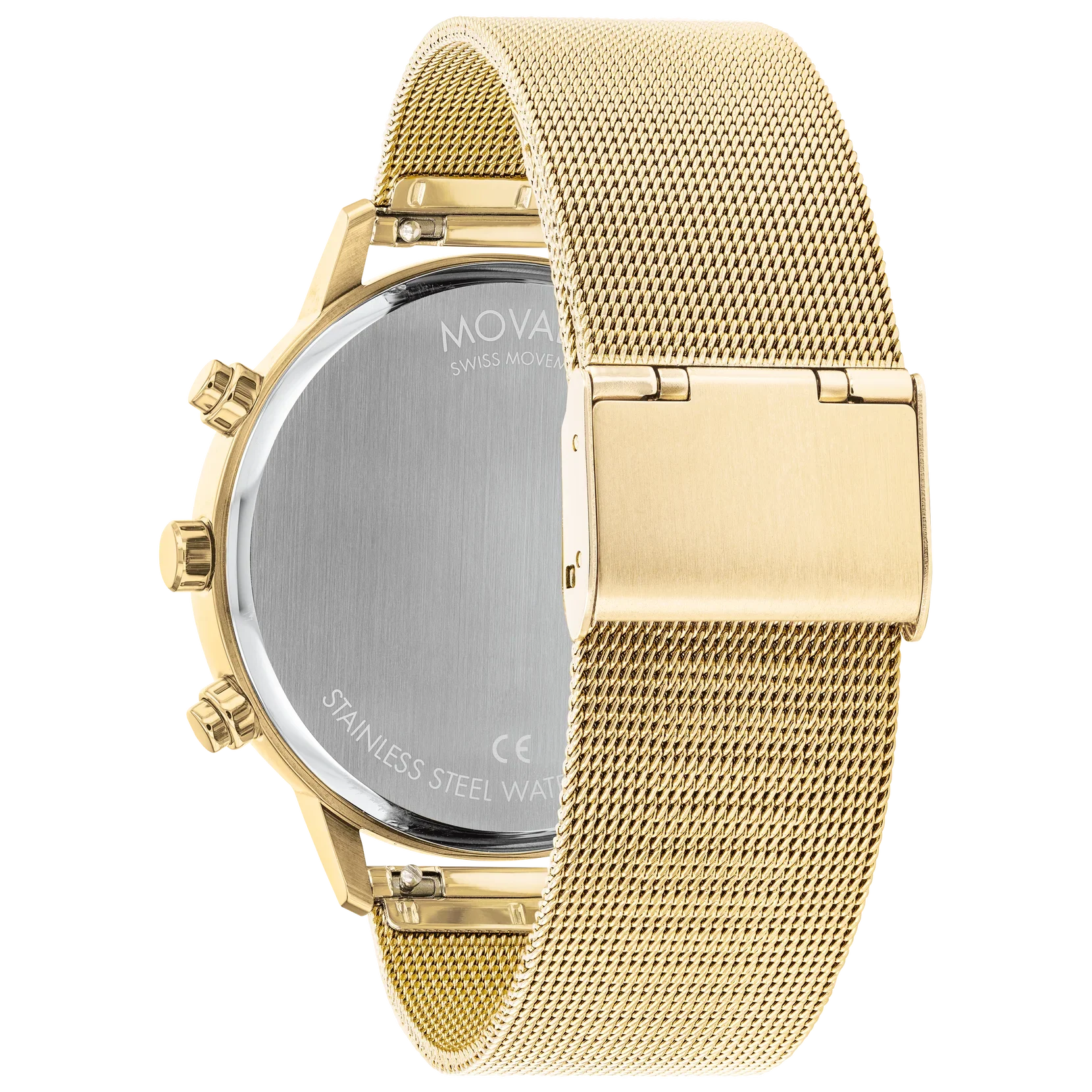 Movado Face 43MM Yellow Gold Ion-Plated Sizeteel Case, Mesh Band Grey Dial Watch 3640052