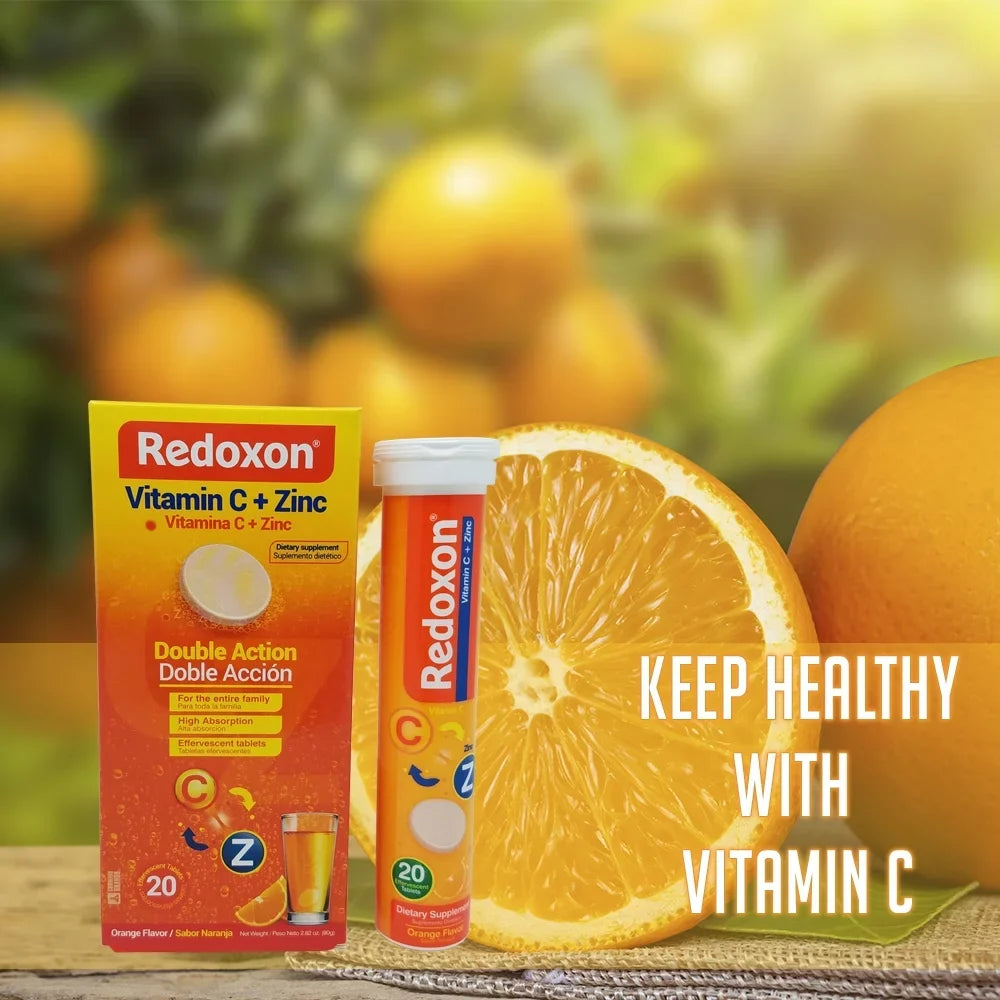 Redoxon Vitamin C with Zinc. Dietary Sizeupplement. 20 Tablets. 2.82 oz. Pack of 6