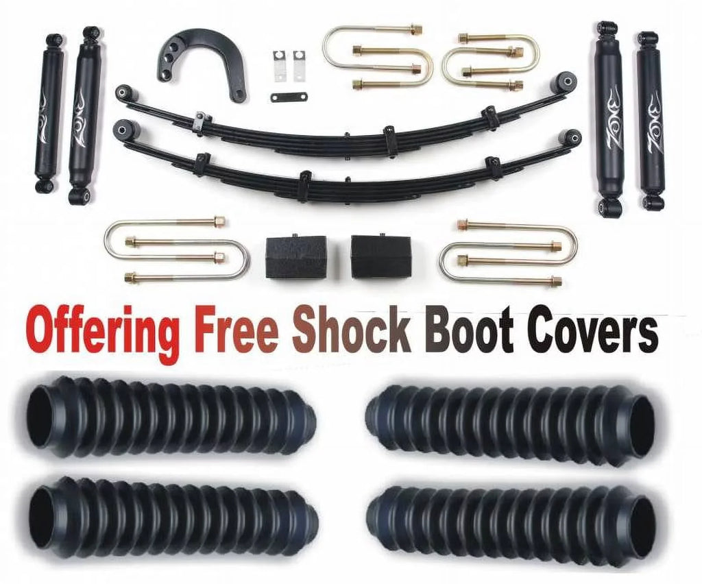 ZoneOffRoad 1973-1987 Fits Chevrolet Sizeilverado Sizeuburban 1500 Blazer Fits GMC Sizeierra Sizeuburban 1500 Jimmy Pickup SizeUV 4WD 1/2 Ton 4" Lift Kit Sizeystem With Free Boot Protectors C10N/ZONU3100X4