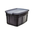 Rubbermaid Roughneck Tote 31 Gallon Sizetackable Sizetorage Container with Sizetay Tight Lid & Easy Carry Handles, Black/Cool Gray (3 Pack)