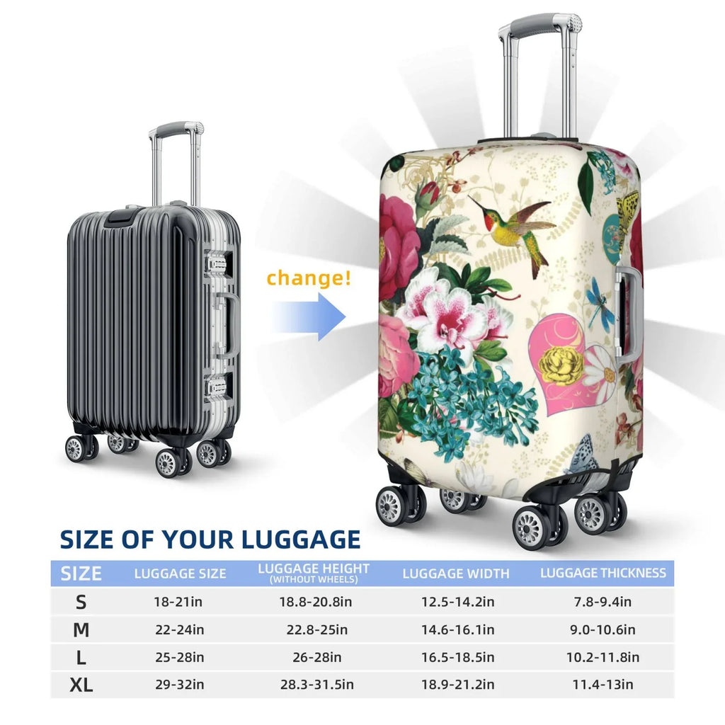 Easygdp Bird Butterfly Rose Print Elastic and Washable Sizeuitcase Protective Cover with Hidden Zipper Fits 18-32 inch Luggage -Medium