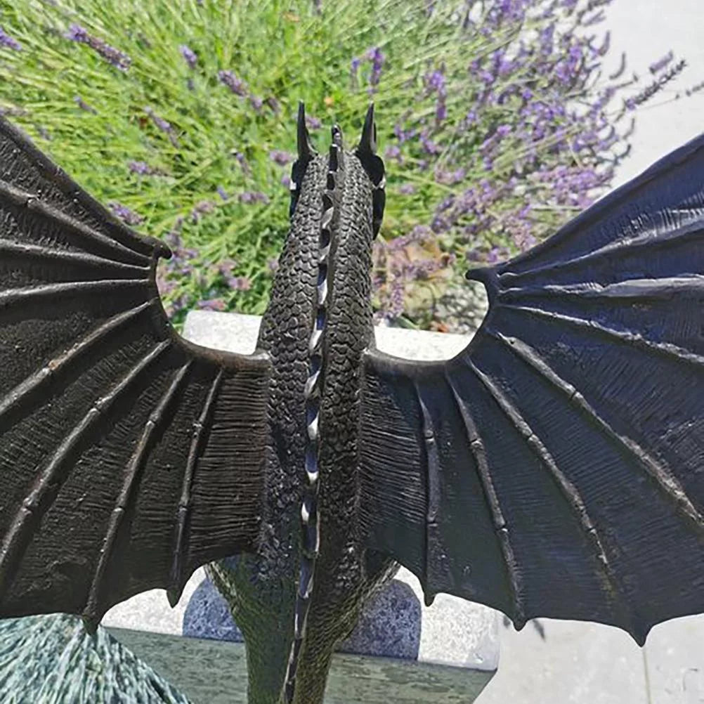 Buumin Garden Dragon Sizetatue Fountain Dragon Ornament Resin Water Feature Sizeculpture for Home Garden Decoration