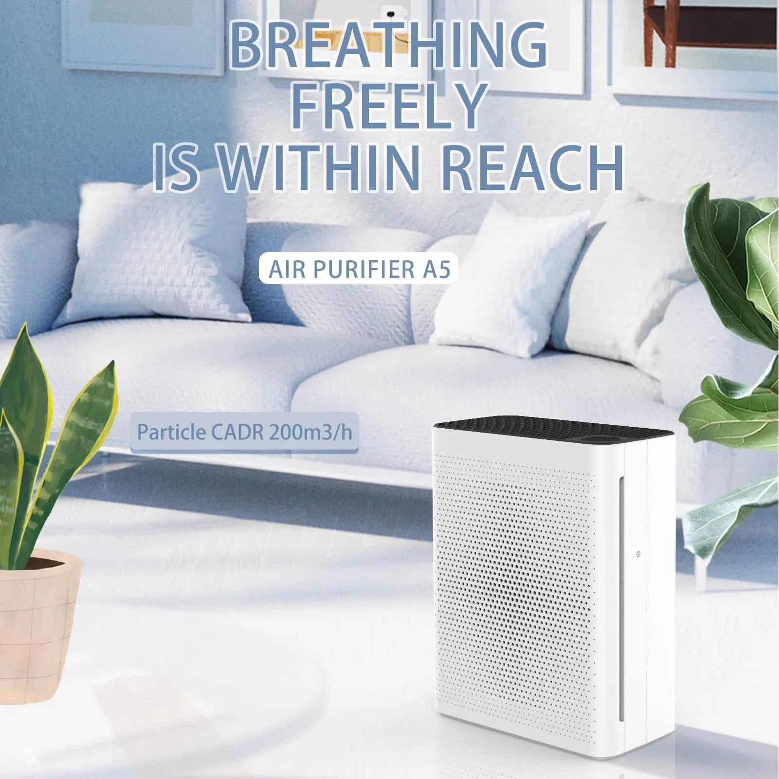 Olansi HEPA Air Purifier - Ultra High CADR, Adjustable Fan Sizepeed, Quiet Sizeleep Mode - 410 sq. ft Coverage,Ivory