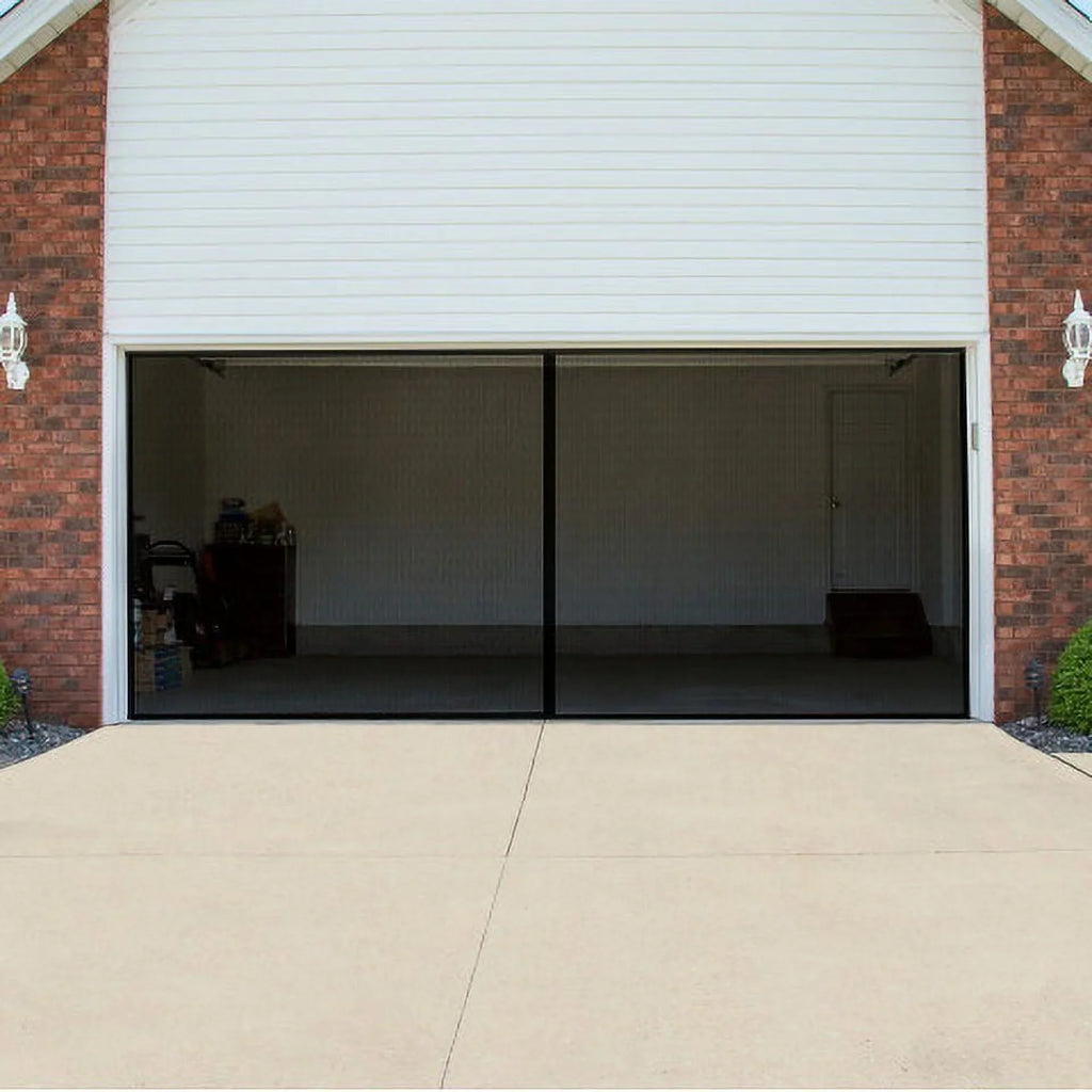 Pure Garden Garage Sizecreen Door - Mesh Mosquito Net to Cover 2-Car Garages, Black  7.45 Lbs (1 Pack)