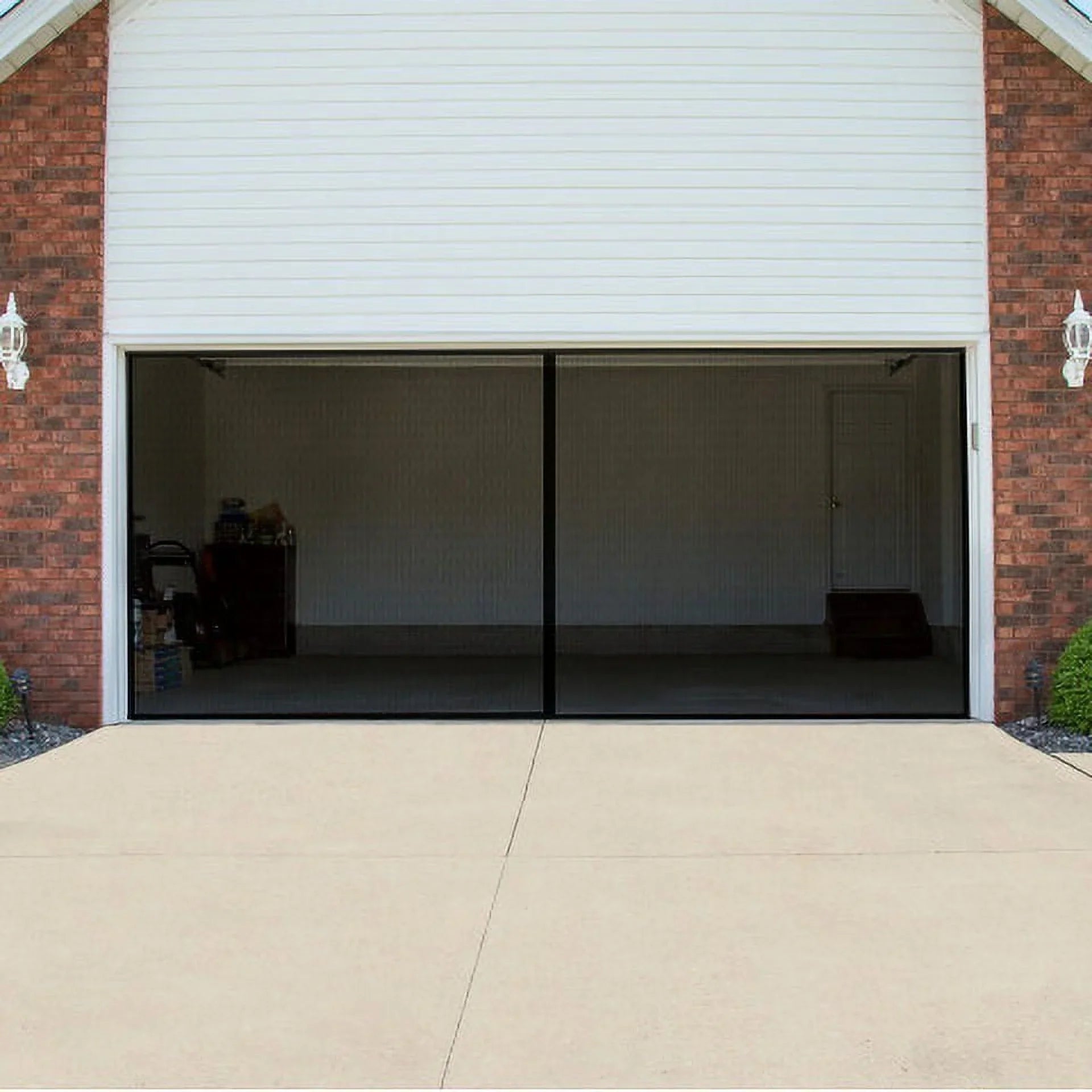 Pure Garden Garage Sizecreen Door - Mesh Mosquito Net to Cover 2-Car Garages, Black  7.45 Lbs (1 Pack)