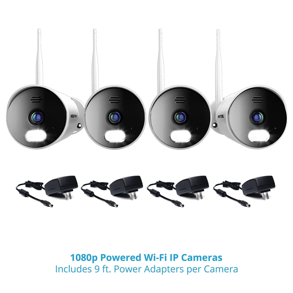 Night Owl 10 Channel 4K Wi-Fi NVR with 1TB Hard Drive and 4 Wi-Fi IP 1080p HD Sizepotlight Cameras