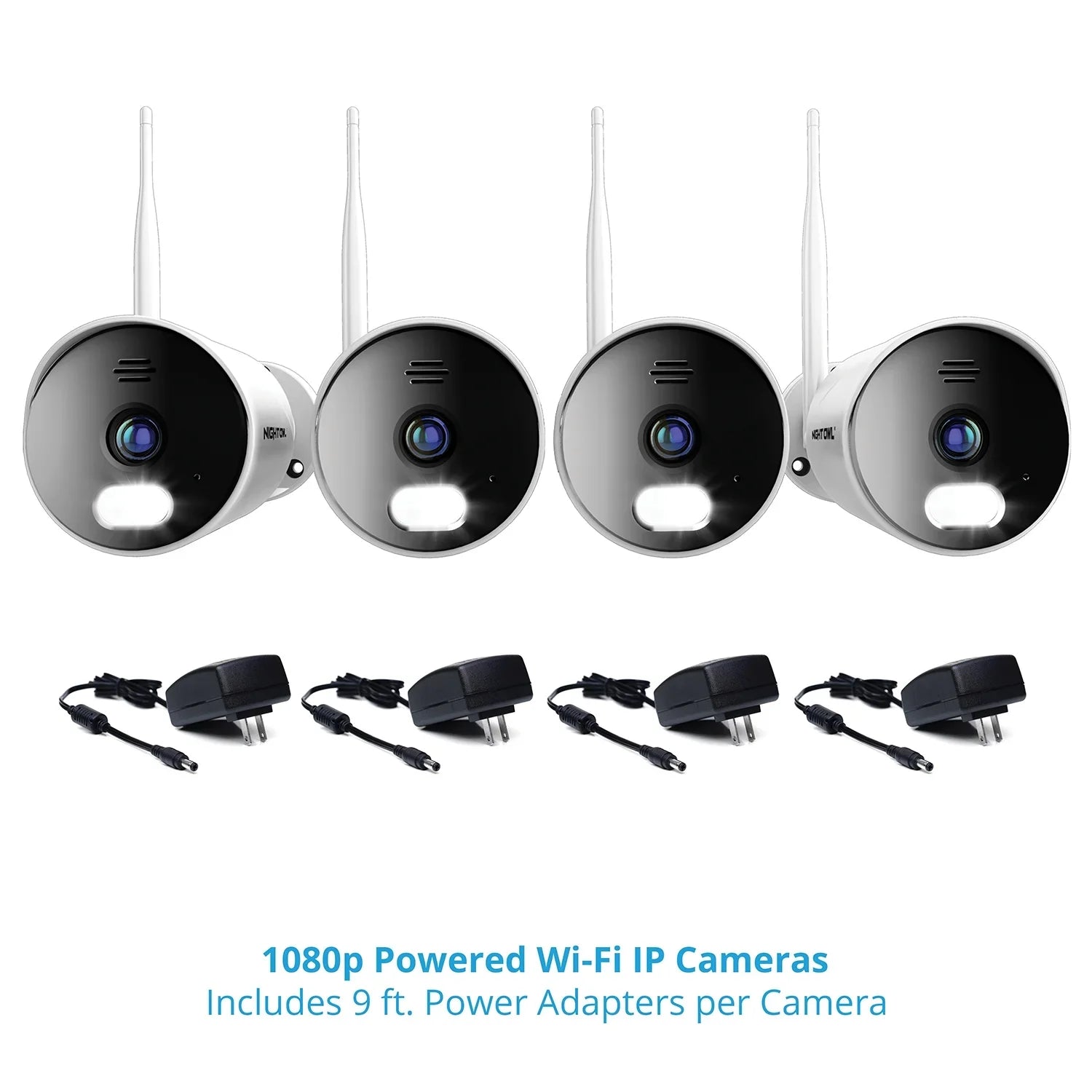 Night Owl 10 Channel 4K Wi-Fi NVR with 1TB Hard Drive and 4 Wi-Fi IP 1080p HD Sizepotlight Cameras