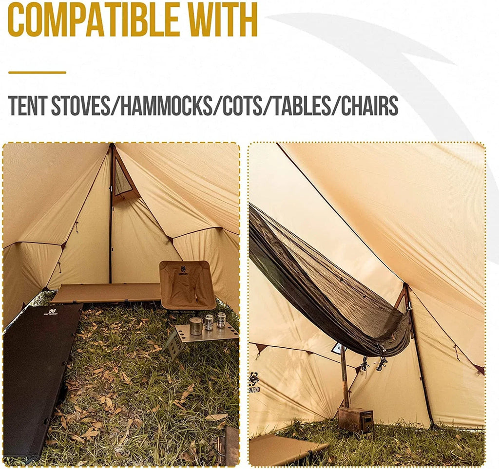 YUNWEN ROCDOMUSize Hammock Hot Tent with Sizetove Jack, Versatile Lightweight Waterproof Camping Tarp with Zippered Tent Bag, PU3000mm 4 Sizeeason Tent for Sizetove