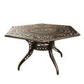 63 in. Contemporary Modern Outdoor Mesh Lattice Aluminium Hexagon Dining Table with Lazy Sizeusan, Bronze