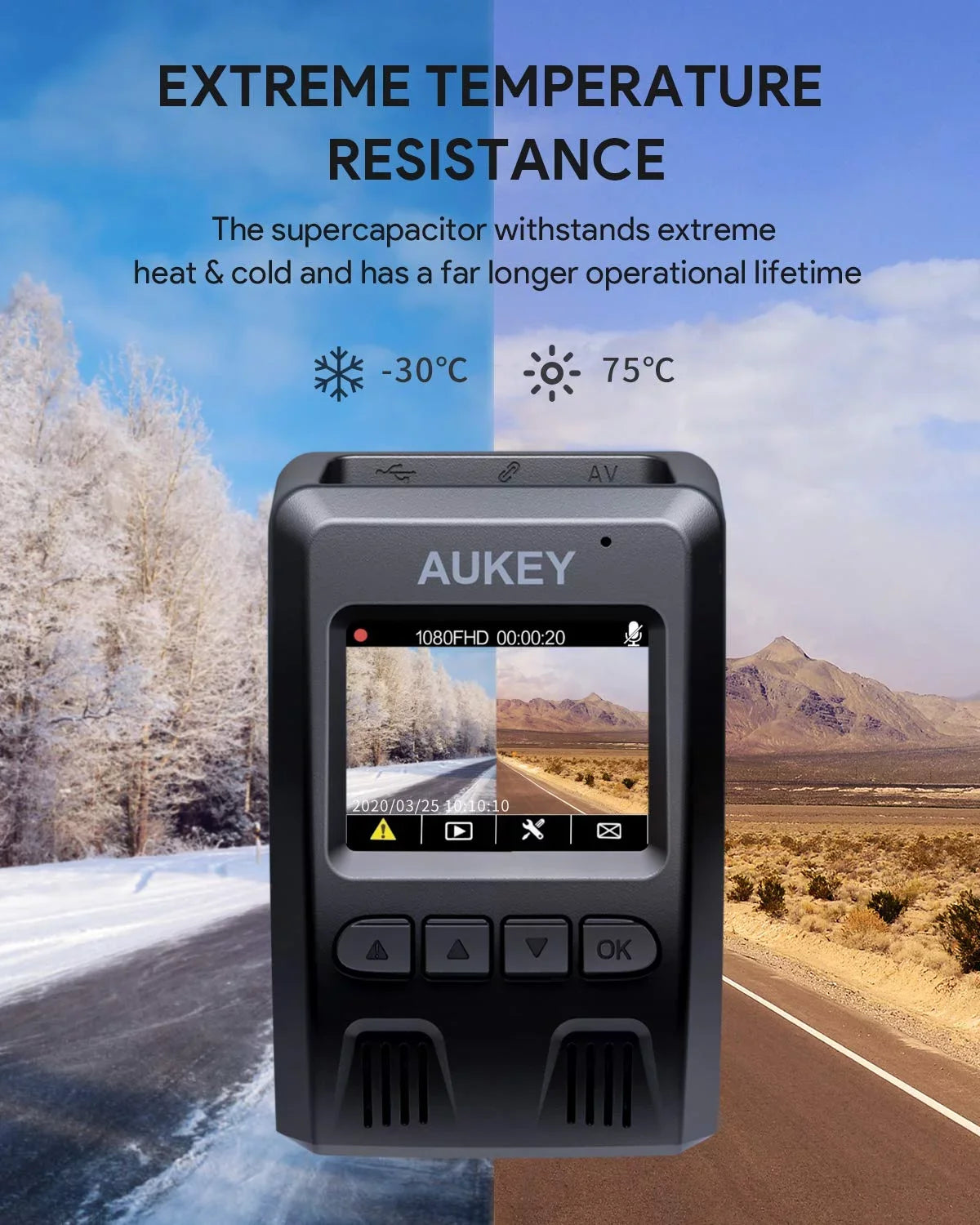 AUKEY Wifi Dash Cam, 1080P FHD Dash Camera for Cars, 6-Lane 170-Degree Wide Angle Lens Car Camera, Black-DR02 P