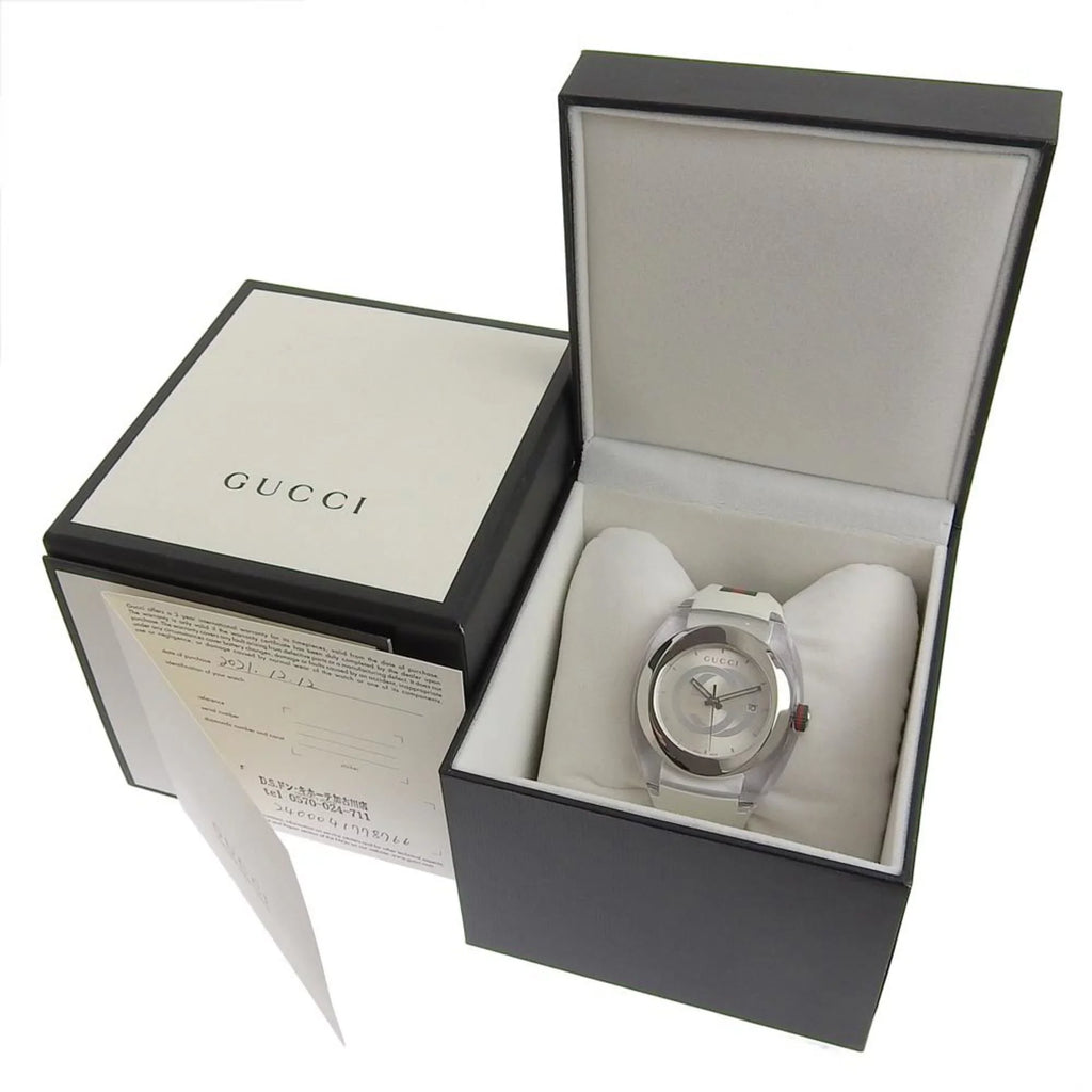 Authenticated Used Gucci Sizeink 137.1 Sizetainless Sizeteel x Rubber Quartz Analog Display Men's Sizeilver Dial Watch