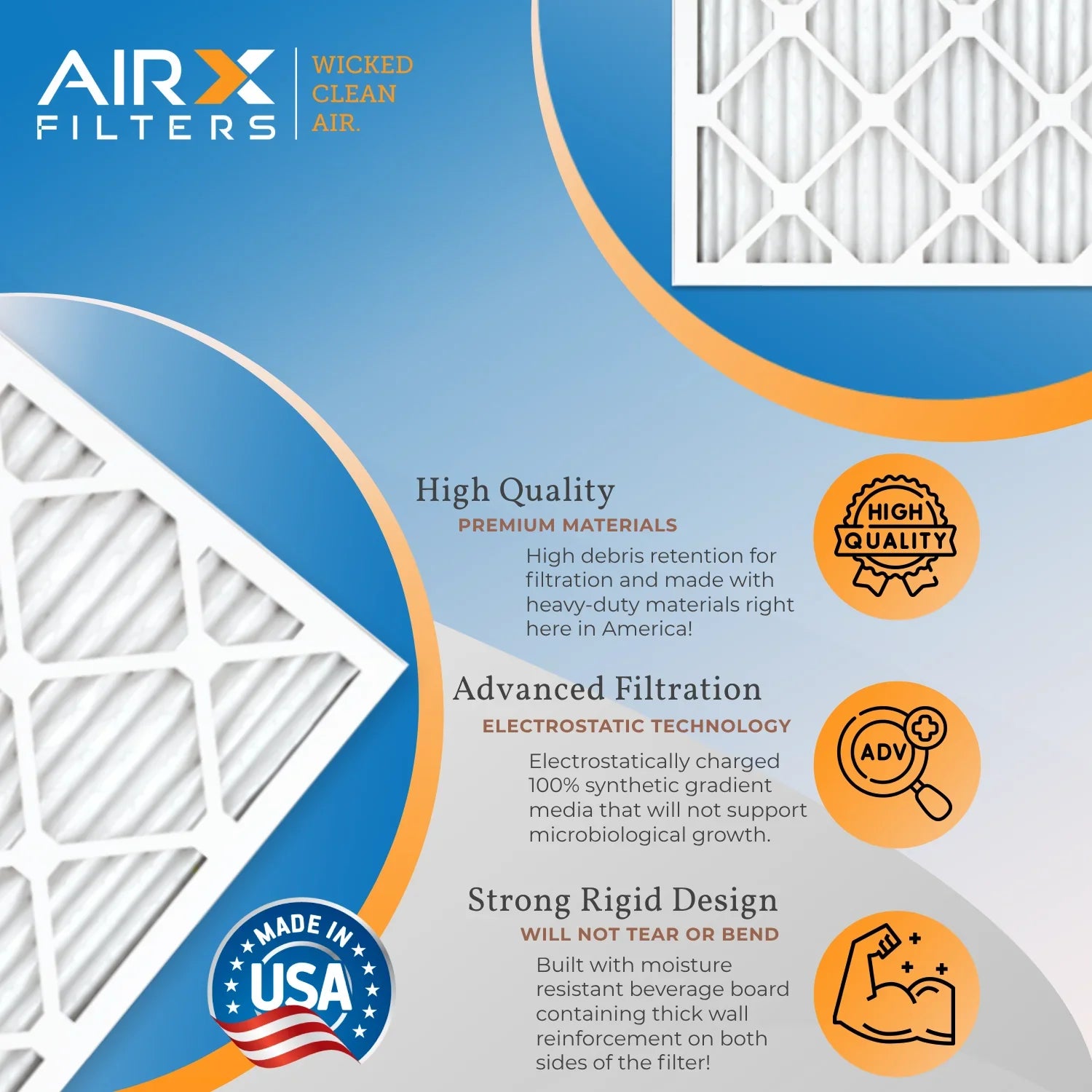 14x25x1 Air Filter MERV 11 Comparable to MPR 1000, MPR 1200 & FPR 7 Electrostatic Pleated Air Conditioner Filter 6 Pack HVAC Premium USizeA Made 14x25x1 Furnace Filters by AIRX FILTERSize WICKED CLEAN AIR.