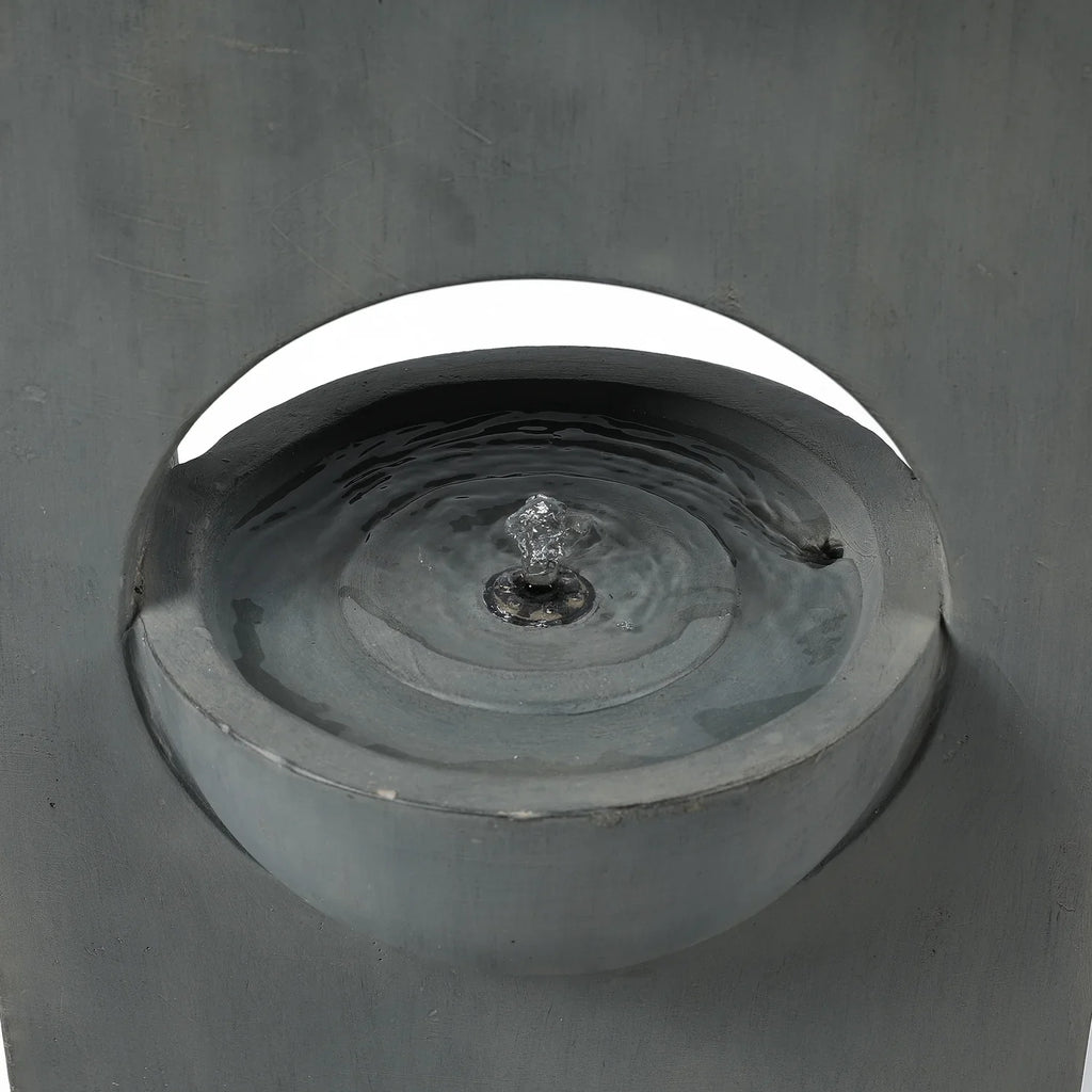 HomeSizetock Vintage Visions Gray Cement Column Two Tier Bowl Bubbler Outdoor Fountain