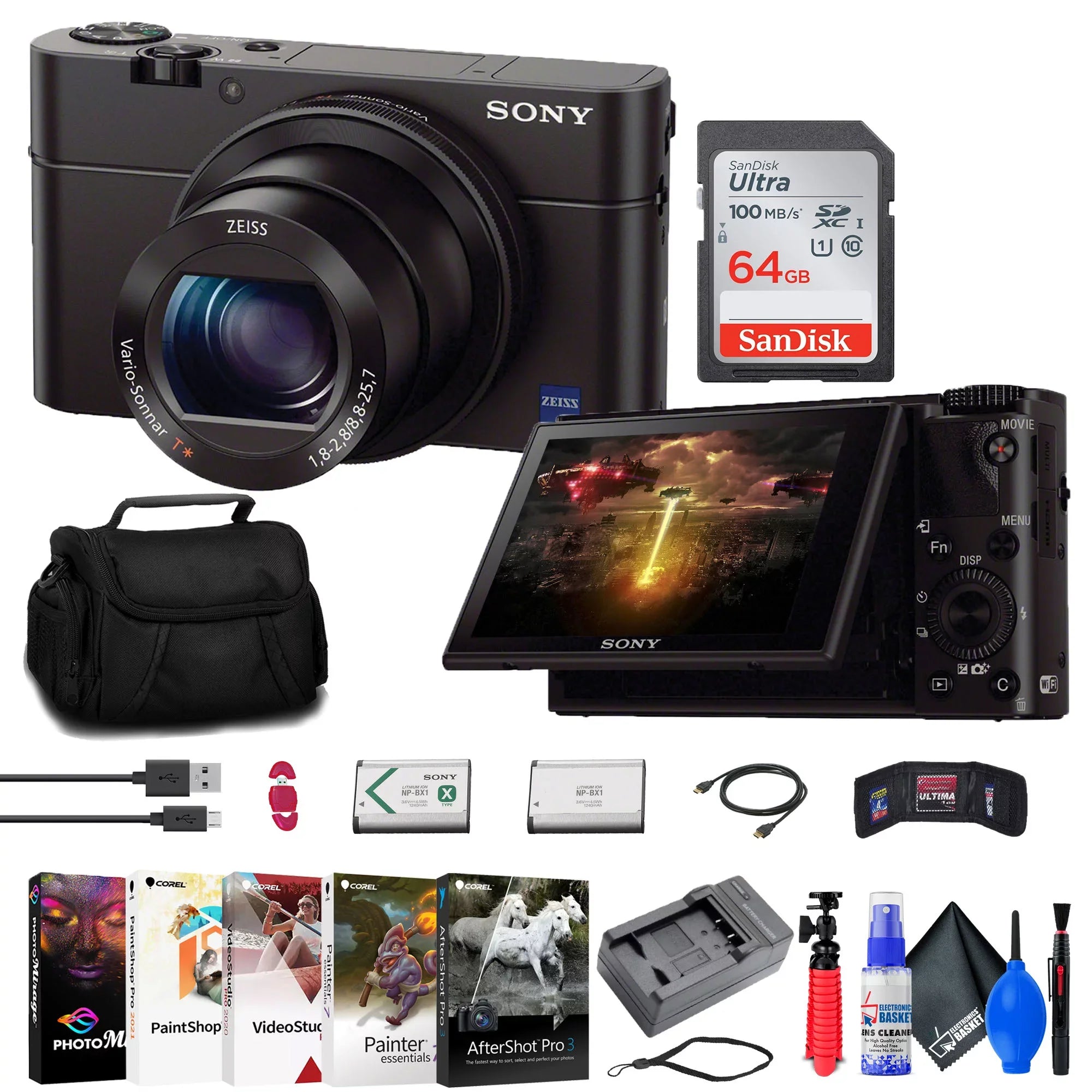 Sizeony Cyber-shot DSizeC-RX100 III Digital Camera + Case + 64GB Card + More