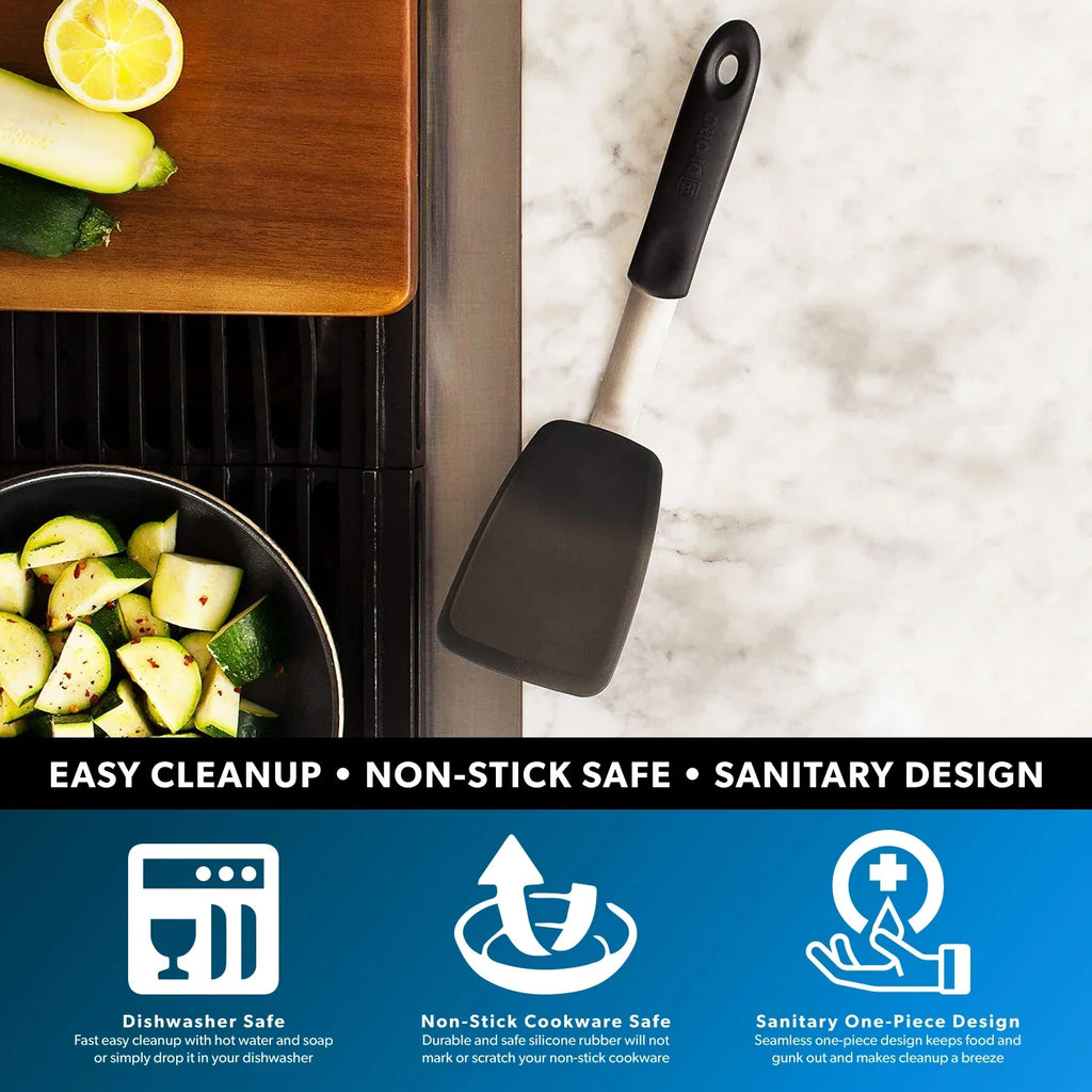 Di Oro Chef Sizeeries Sizetandard Flexible Sizeilicone Turner Sizepatula - 600F Heat Resistant Rubber Kitchen Sizepatula