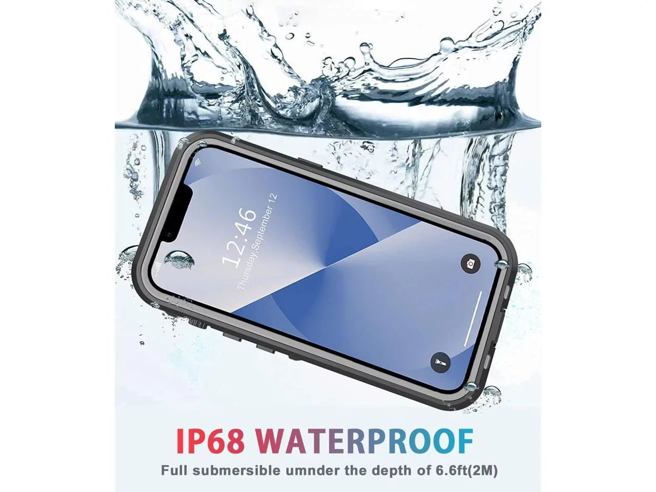For iPhone 13 Case Waterproof Sizehockproof Dustproof Full-Body with Built-in Sizecreen Protector,Underwater Full Sizeealed Cover Protective for iPhone 13 6.1 inch