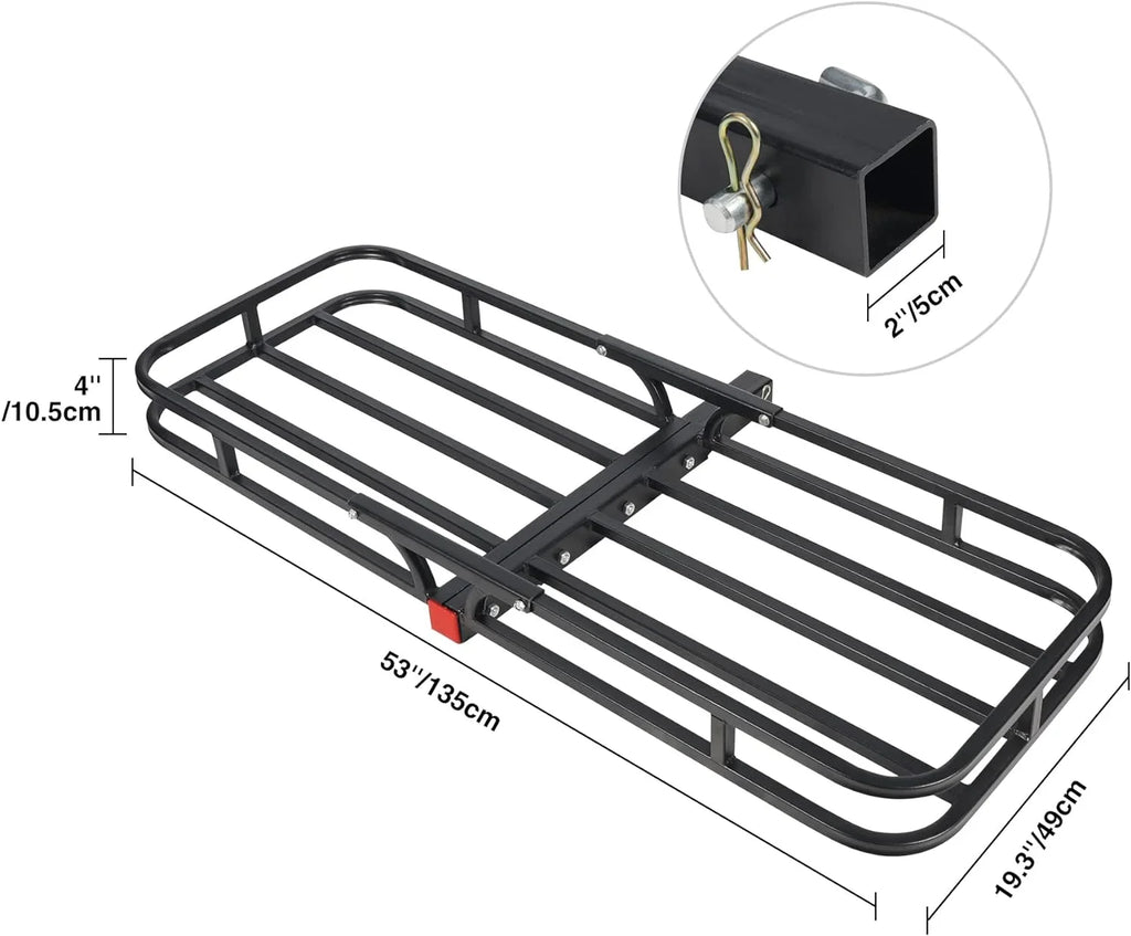 REDCAMP Folding Hitch Cargo Carrier Basket 500 lbs, 53" x 19.3" x 4" Trailer Hitch Luggage Rack for SizeUV, Truck, Cars, Sizemall