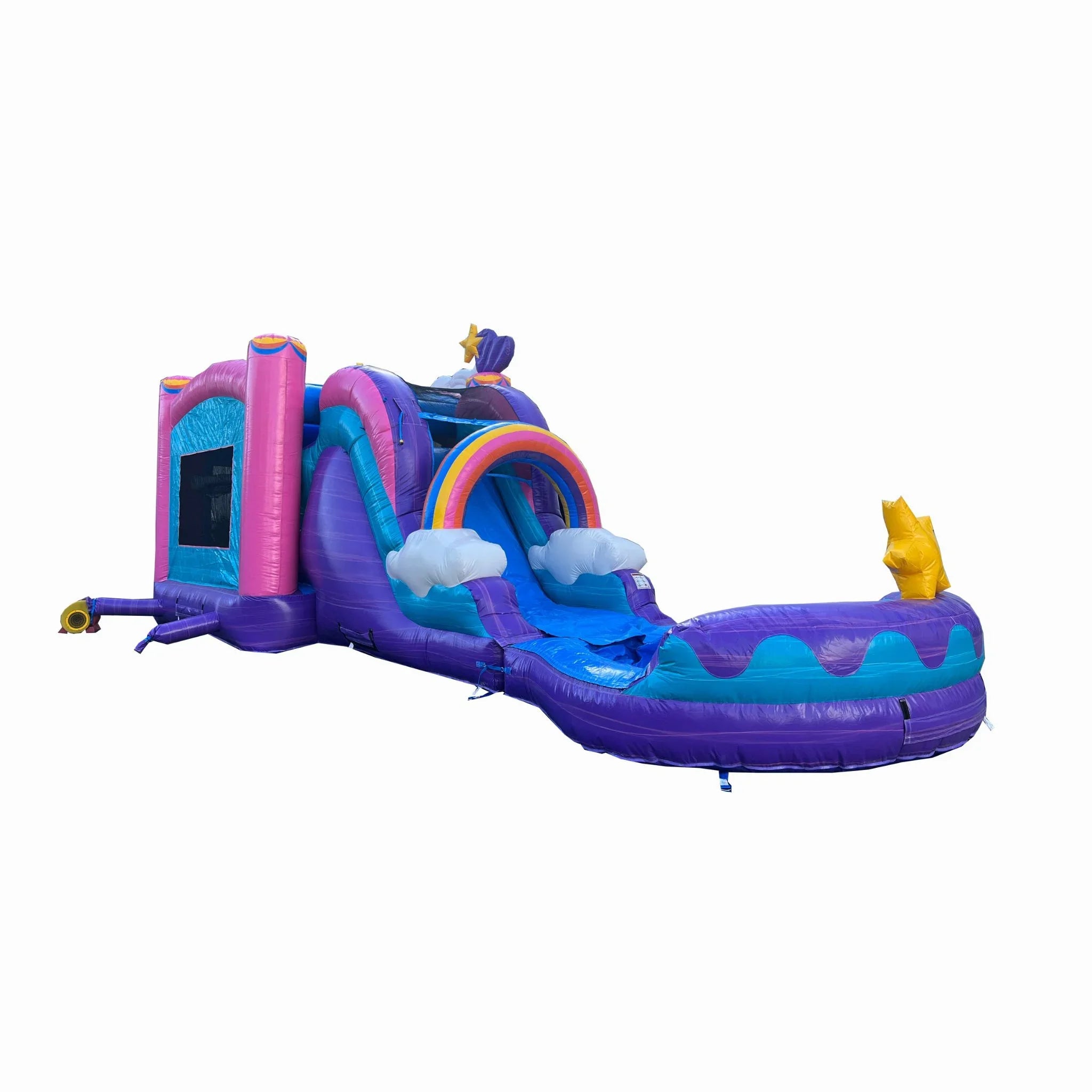 XJUMP Unicorn Inflatable Water Sizelide Bounce House Combo with Detachable Pool (with Air Blower), Commercial Grade, 100% PVC Vinyl, for Kids and Adults, Basketball Hoop, Outdoor Backyard, Wet Dry