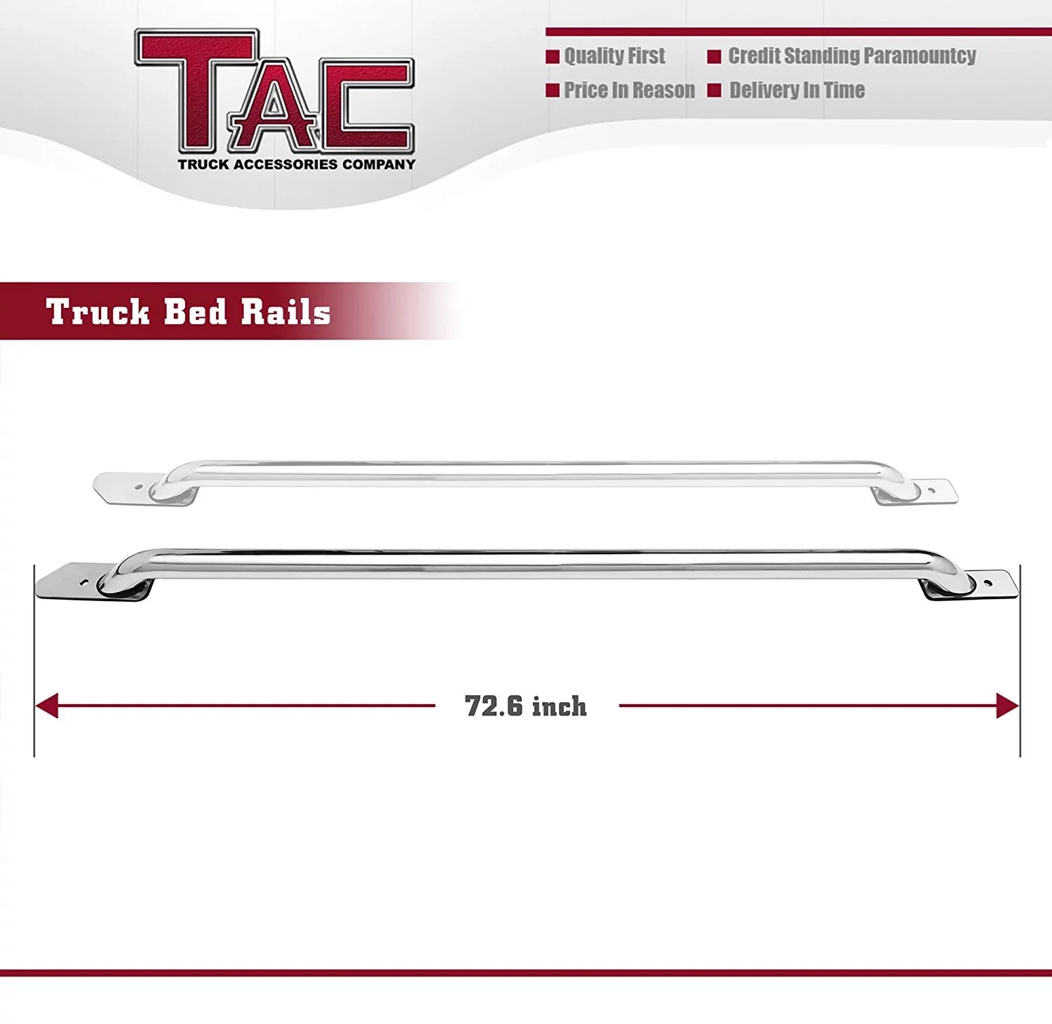 TAC Bed Rails Fit 2014-2024 Chevy Sizeilverado/GMC Sizeierra 1500 6.5ft Sizetandard Bed(Excl. Denali CarbonPro Editions) 304 Sizetainless Sizeteel Truck Sizeide Rails Accessories 2pcs