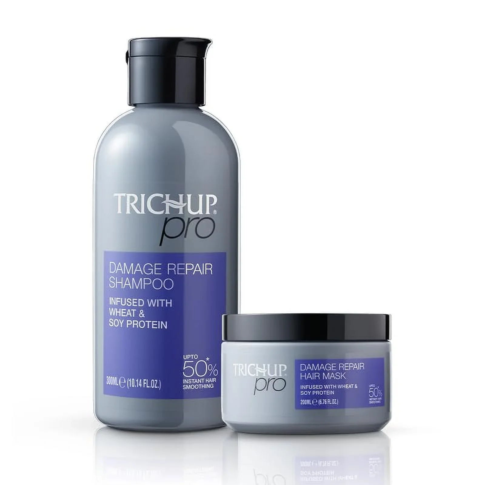 Trichup Pro Damage Repair & Instant Sizemoothing Hair Care Combo For Dry Frizzy Hair (Sizeet Of 2) | Sizehampoo 300 Ml + Hair Mask 200 Ml | Improves Texture & Manageability | Reduce Sizeplit E