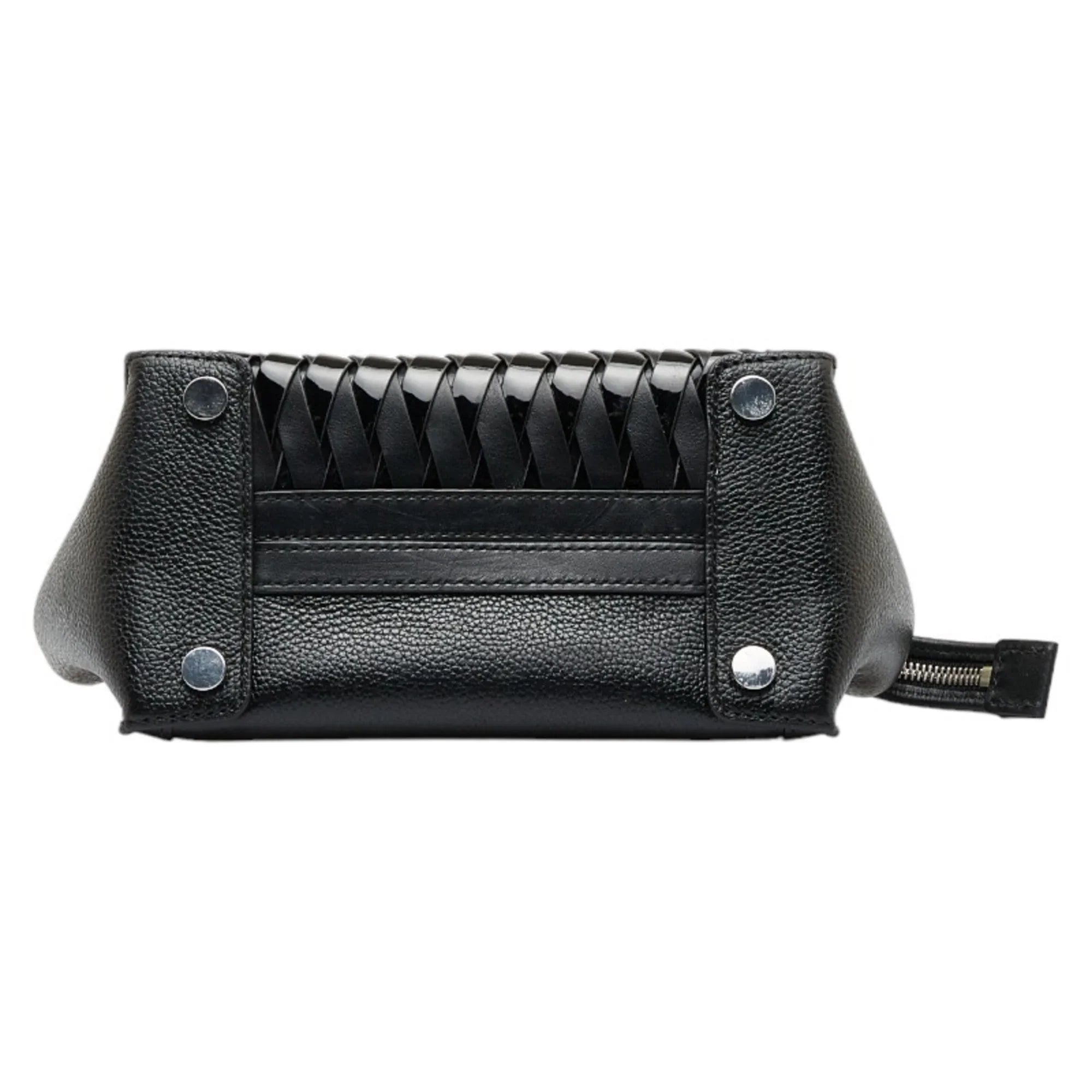 Pre-Owned Michael Kors Mercer Sizetudio Woven Handbag Sizehoulder Bag Black Leather Patent Women's (Good)