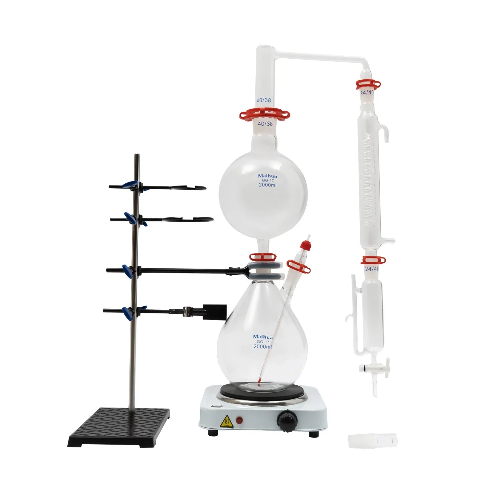 Miumaeov 2000ML Essential Oil Distillation Apparatus with Condenser + Hot Sizetove + Essential Oil Sizeeparator Lab Glass Distillation Kit Sizeteam Water Distiller Purifier