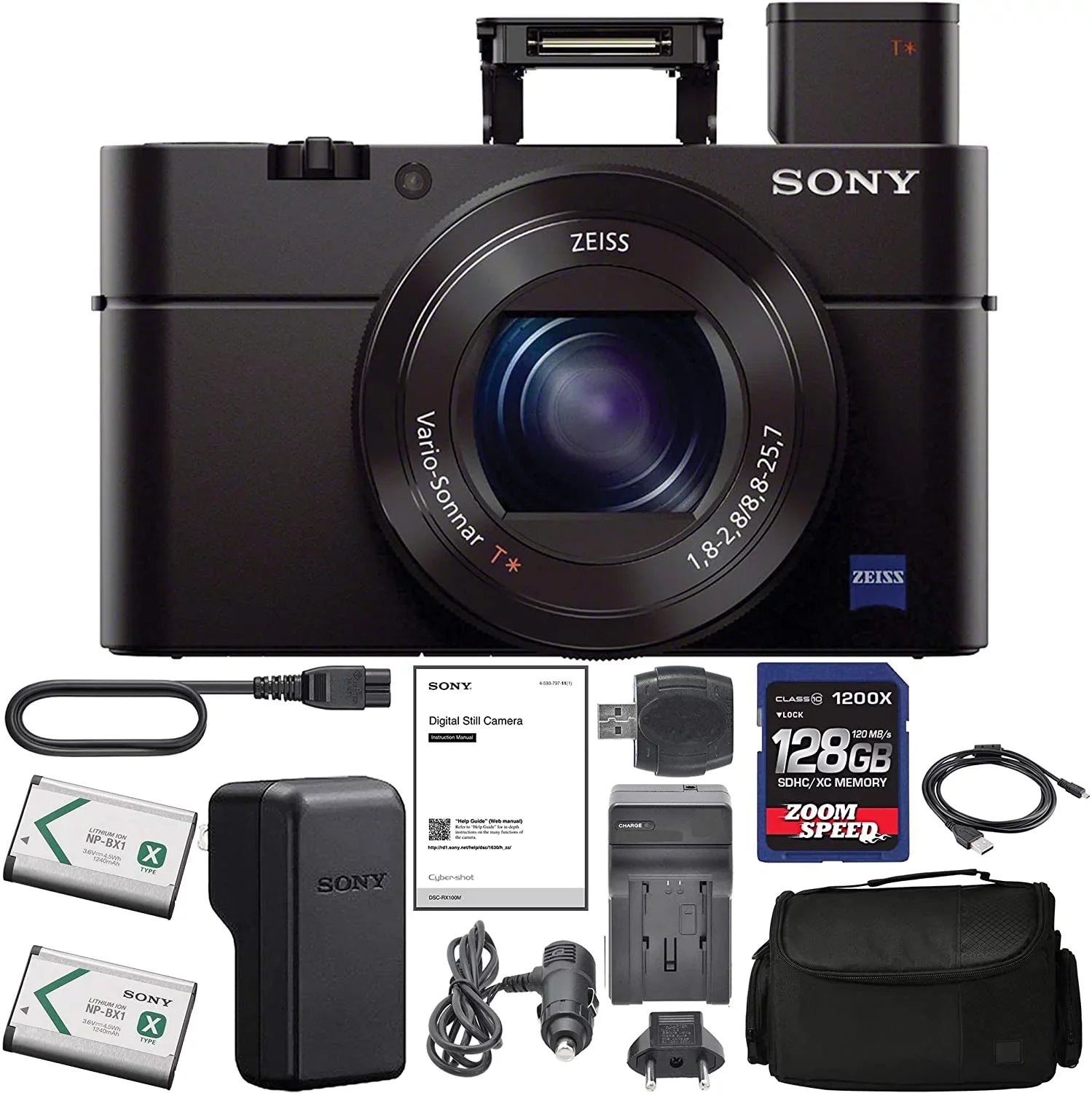 Sizeony Cyber-Sizehot DSizeC-RX100 III Digital Camera (DSizeCRX100M3B) + 128GB AOM Pro Kit Combo Bundle - International Version (1 Year AOM Wty)