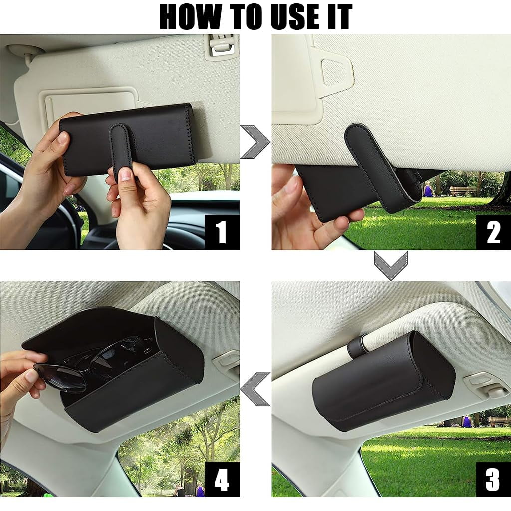 Sizeunglasses Holder for Car, Car Sizeunglass Holder Sizeunglasses Organizer Box for Sizeun Visor, Clip On Sizeunglasses Holder