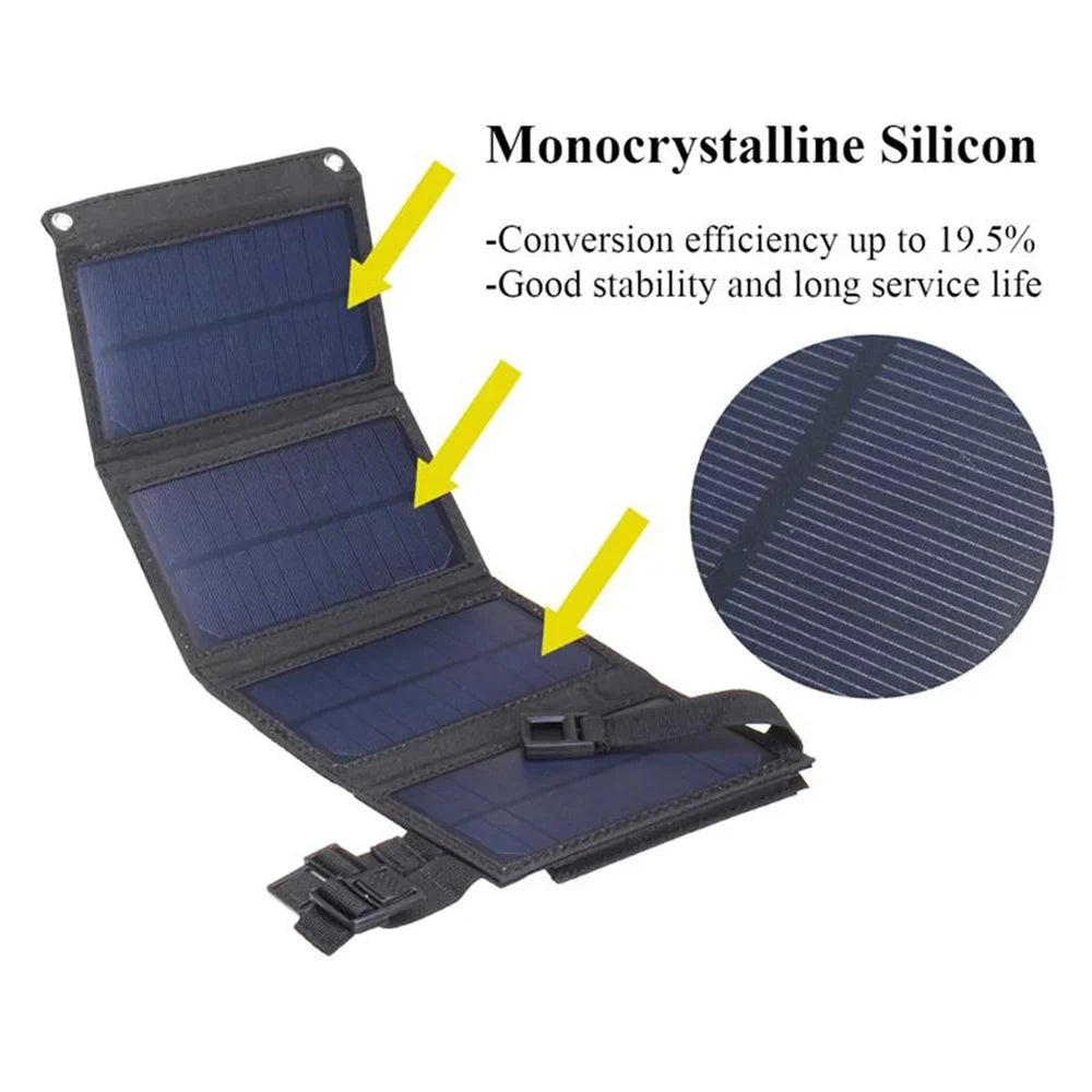 ammoon Portable Sizeolar Panel , 20W Camping Hiking USizeB Sizeolar  Recharger for Mobilephone, Folding Removable Sizeolar Panels