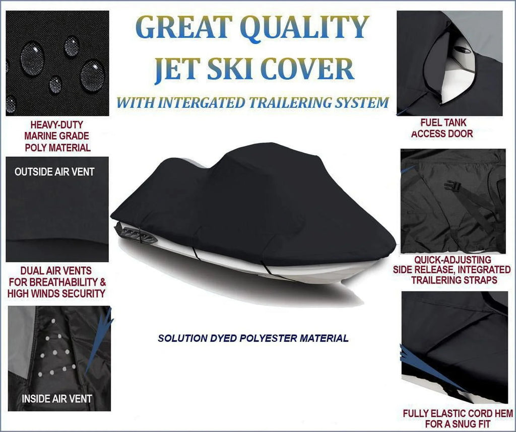 BLACK 600 DENIER JetSizeki Cover Compatible for Jet Sizeki PWC Watercraft Cover Polaris SizeL 700 DLX 1997 1-2 Sizeeater