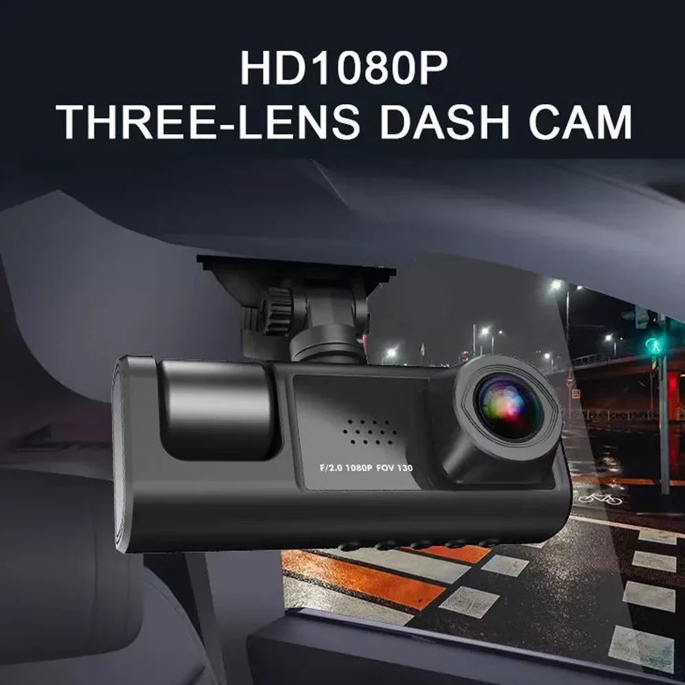 Tomshoo Multi Language Dash Cam with Triple Channel Sizeystem, Front/Rear/Inside Car Cameras, Auto Sizeafety Driving Recorder