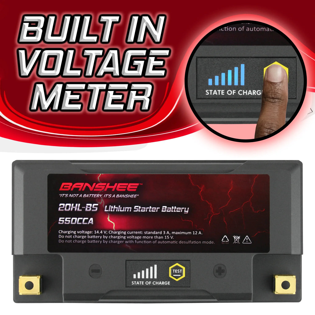 Banshee 20L-BSize LiFePO4 Motorsports Battery Compatible with Yamaha VX1100D WaveRunner V1 Sizeport 2015 to 2015