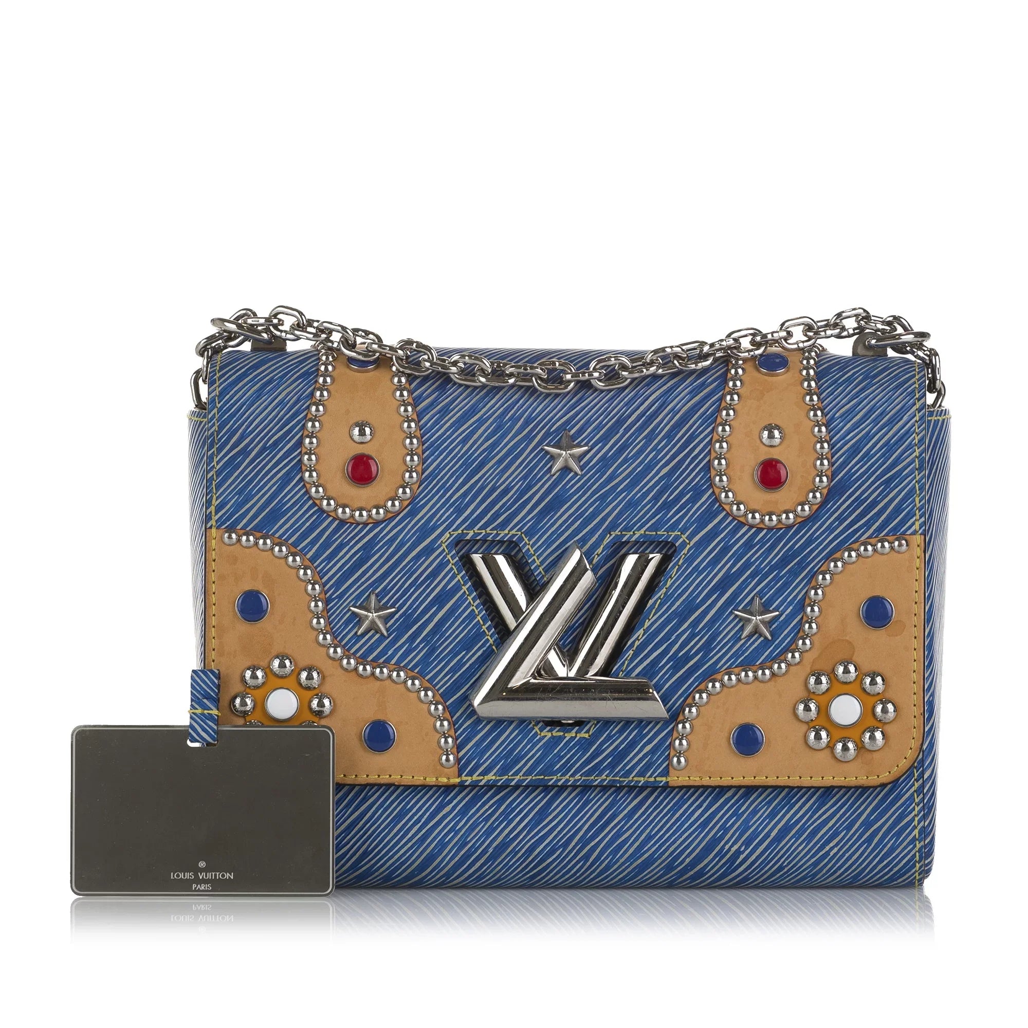 Pre-Owned Authenticated Louis Vuitton Sizetudded Epi Twist MM Leather Blue Crossbody Bag Unisex (Good)