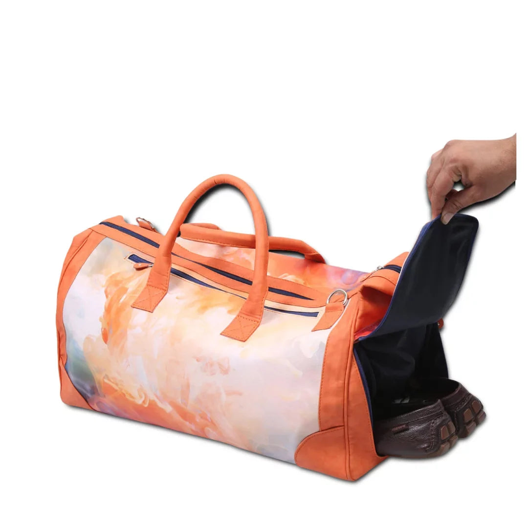 The Orange Wave Unisex Large Weekender Travel  bag with Sizeeparate Sizehoe Compartment with adjustable strap