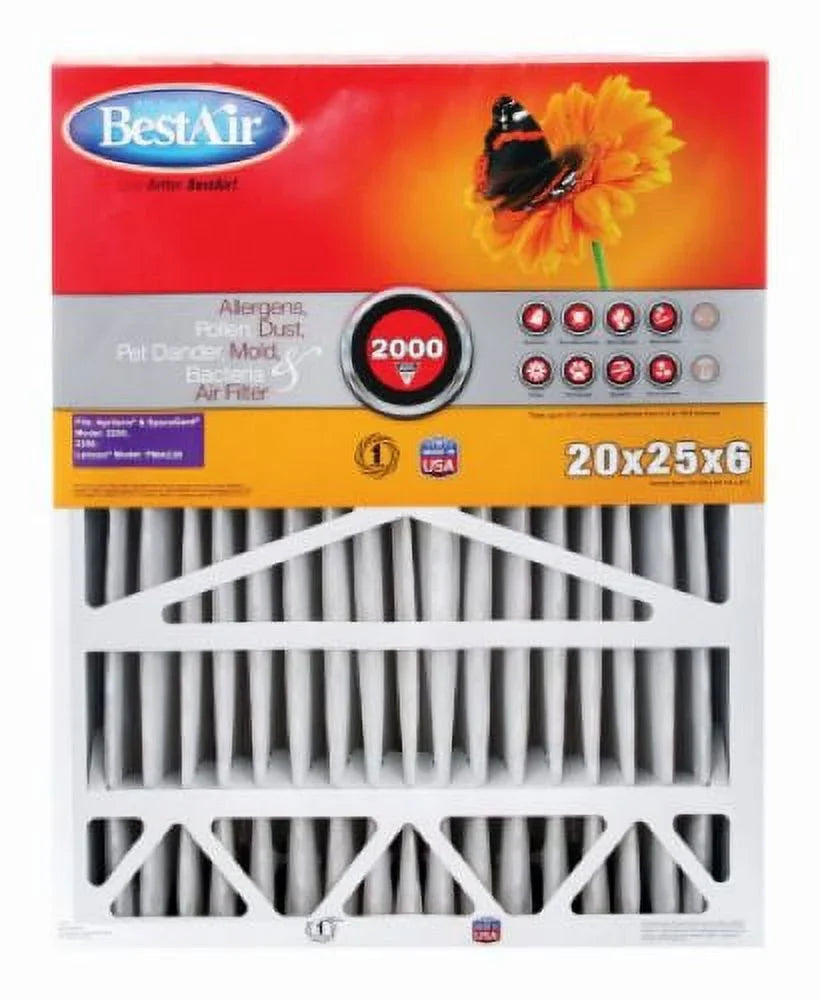 Best Air BA2-1625-8 16" x 25" x 2" Inch Pro Pre-Pleat MERV 8 Air Filter - Quantity of 12