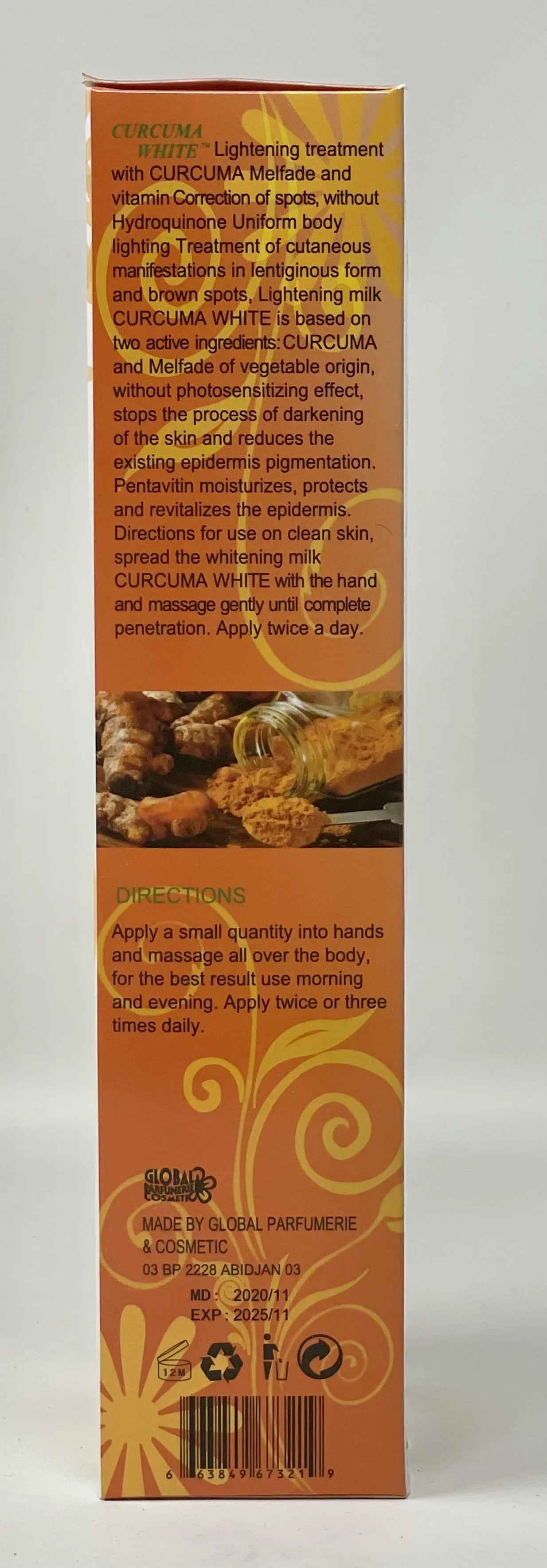 CURCUMA WHITE BODY LOTION LIGHTENING CORRECT SizePOT 300 ML FREE SizeHIPPING