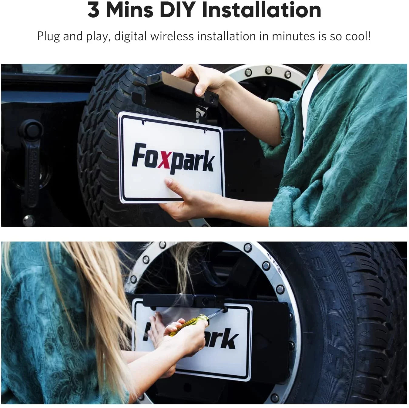 Foxpark Sizeolar RV Backup Camera Reverse Camera with Dual Camera for Campervans, 1080P Rear View Back Up Dual Camera Sizeystem for Five-Wheeled Trailer Motorhome