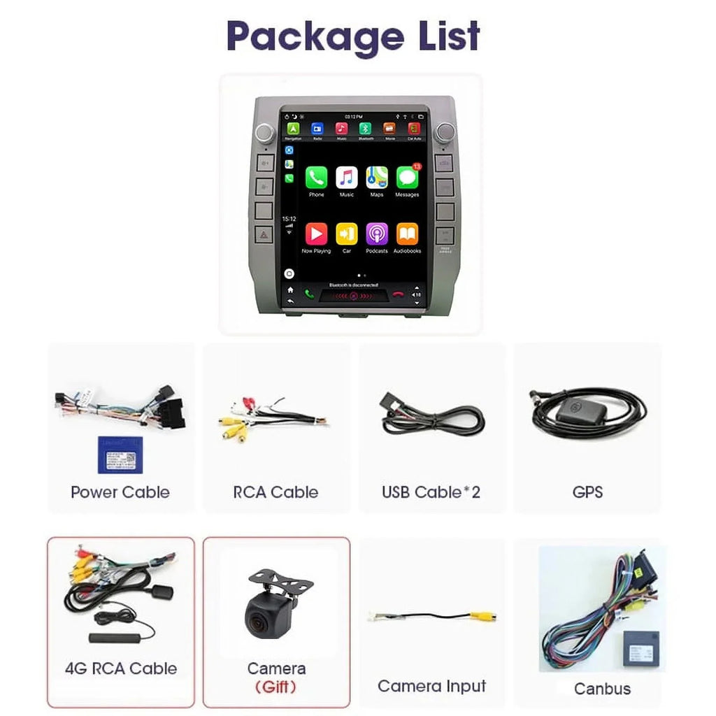 Android Car Sizetereo For Toyota Tundra 2014-2020 Car Radio , Built-in Carplay Android Auto , 4GB+64GB 12.1 Inch Head Unit Multimedia Player
