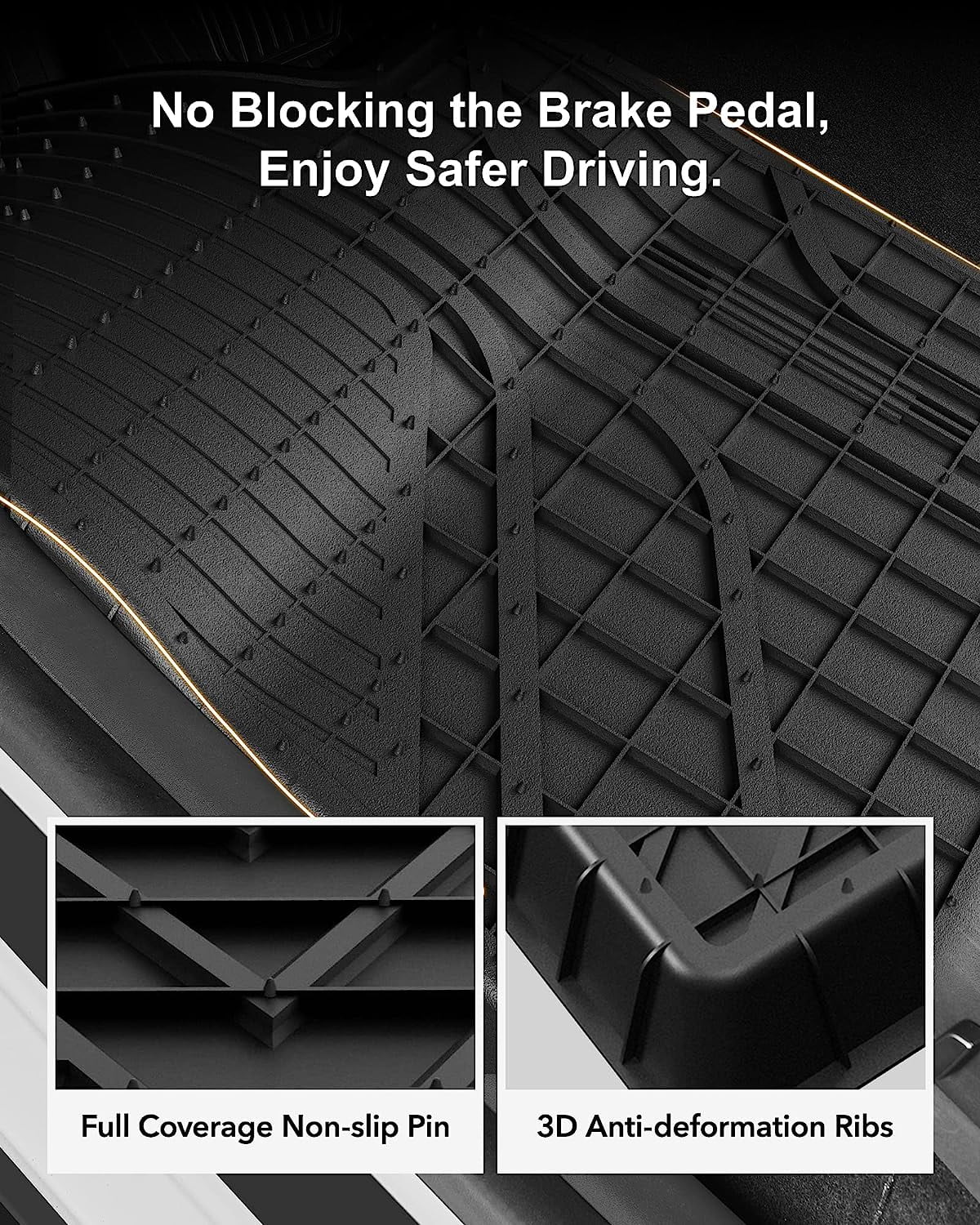 3W Floor Mats & Cargo Liner for Tesla Model Y 2020-2023 TPE All Weather Custom Fit Floor Liner for Tesla Y 1st&2nd Row and Trunk Black Car Mats