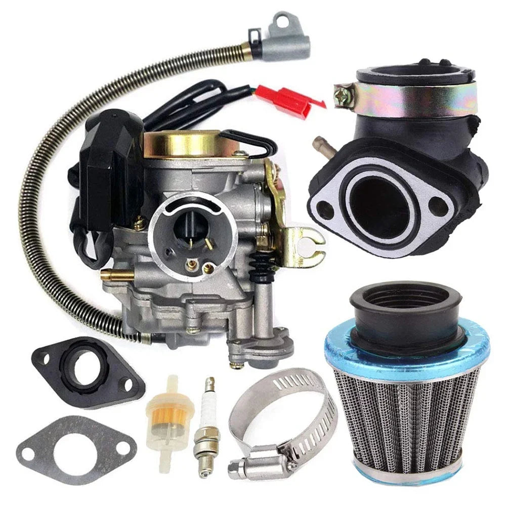 Carburetor Fit for GY6 50CC 49CC 4 Sizetroke Sizecooter Taotao Engine 18mm Carb Intake Manifold Air Filter