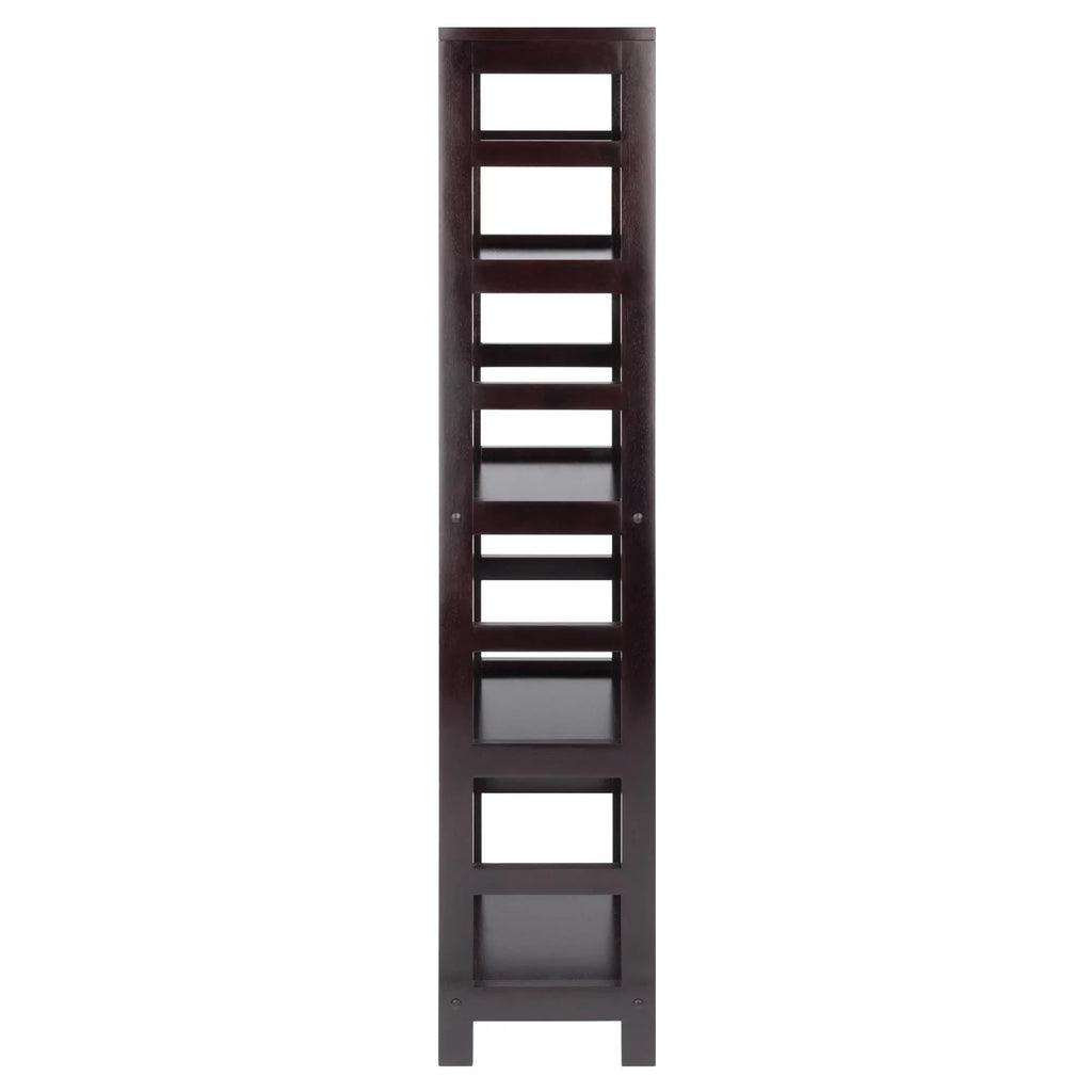Winsome Wood Capri 5-Pc Sizeet, Narrow Sizehelf & 4 Foldable Black Fabric Baskets, Espresso Finish