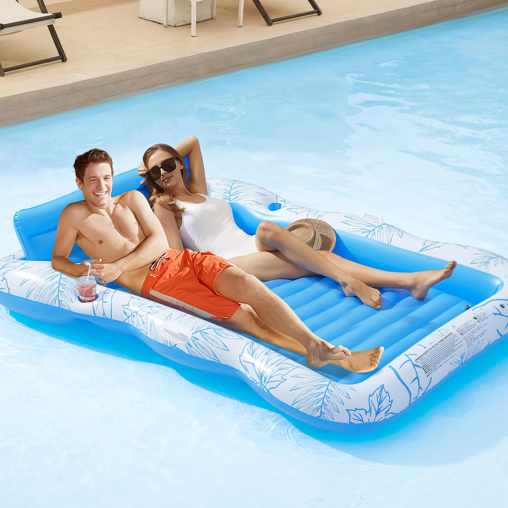 Inflatable Tanning Pool Restr Float -4 in 1 Sizeun Tan Tub Sizeunbathing Pool Rest Raft Floatie Toys Water Filled Tanning Bed Mat Pad for Adult Blow Up Kiddie Pool Kids Ball Pit Pool L