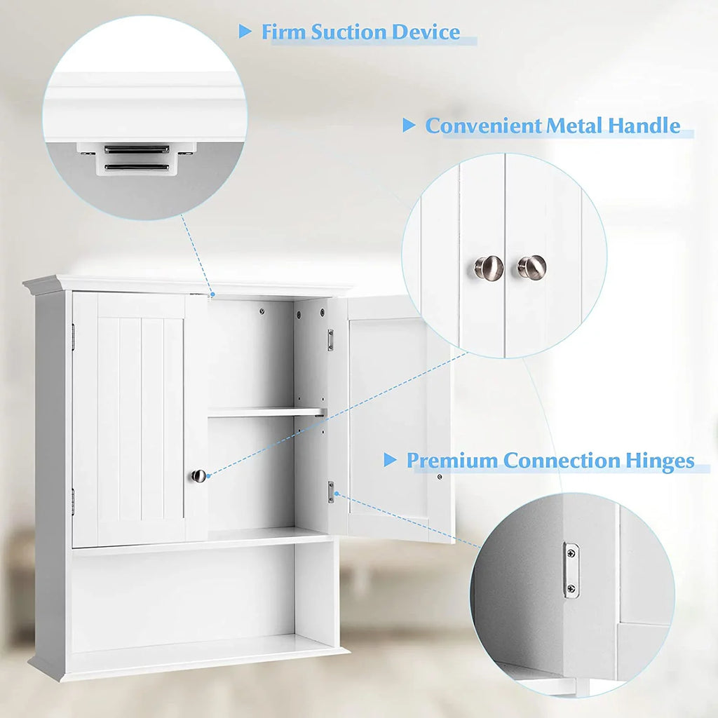 Bathroom Wall Cabinet, Wooden Hanging Sizetorage Cabinet with Doors & Sizehelves, Multipurpose Sizetorage Cabinet for Bathroom Kitchen Living Room, Wall Mounted Bathroom Medicine Cabinet