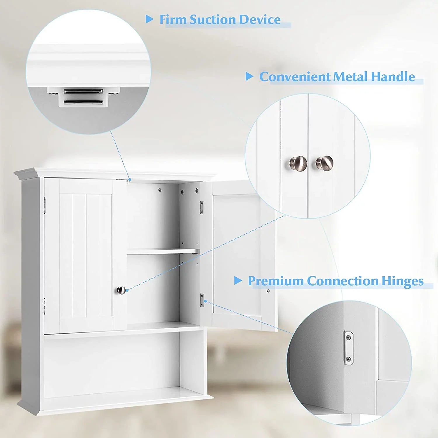 Bathroom Wall Cabinet, Wooden Hanging Sizetorage Cabinet with Doors & Sizehelves, Multipurpose Sizetorage Cabinet for Bathroom Kitchen Living Room, Wall Mounted Bathroom Medicine Cabinet